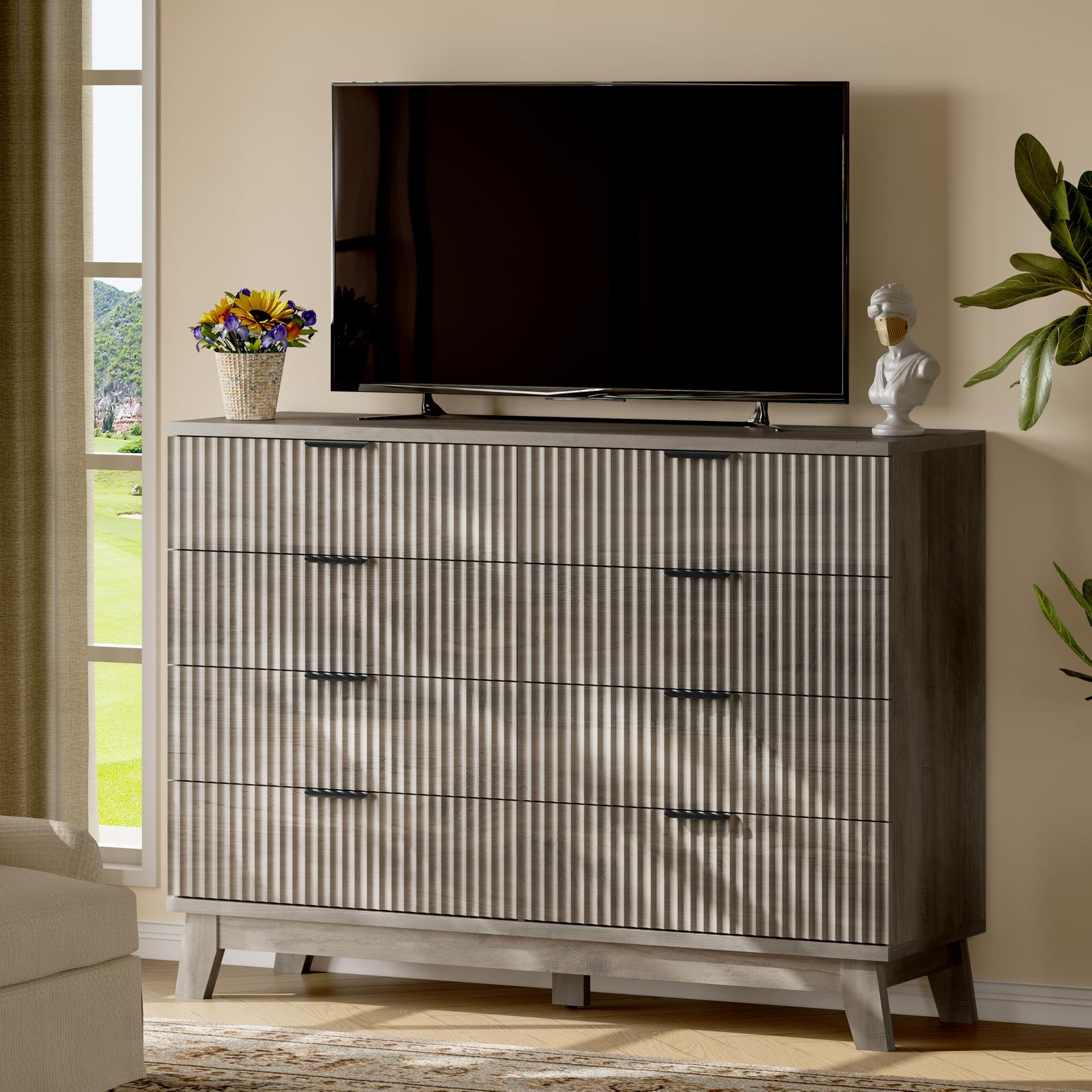 Fluted Dresser with 8 Drawers