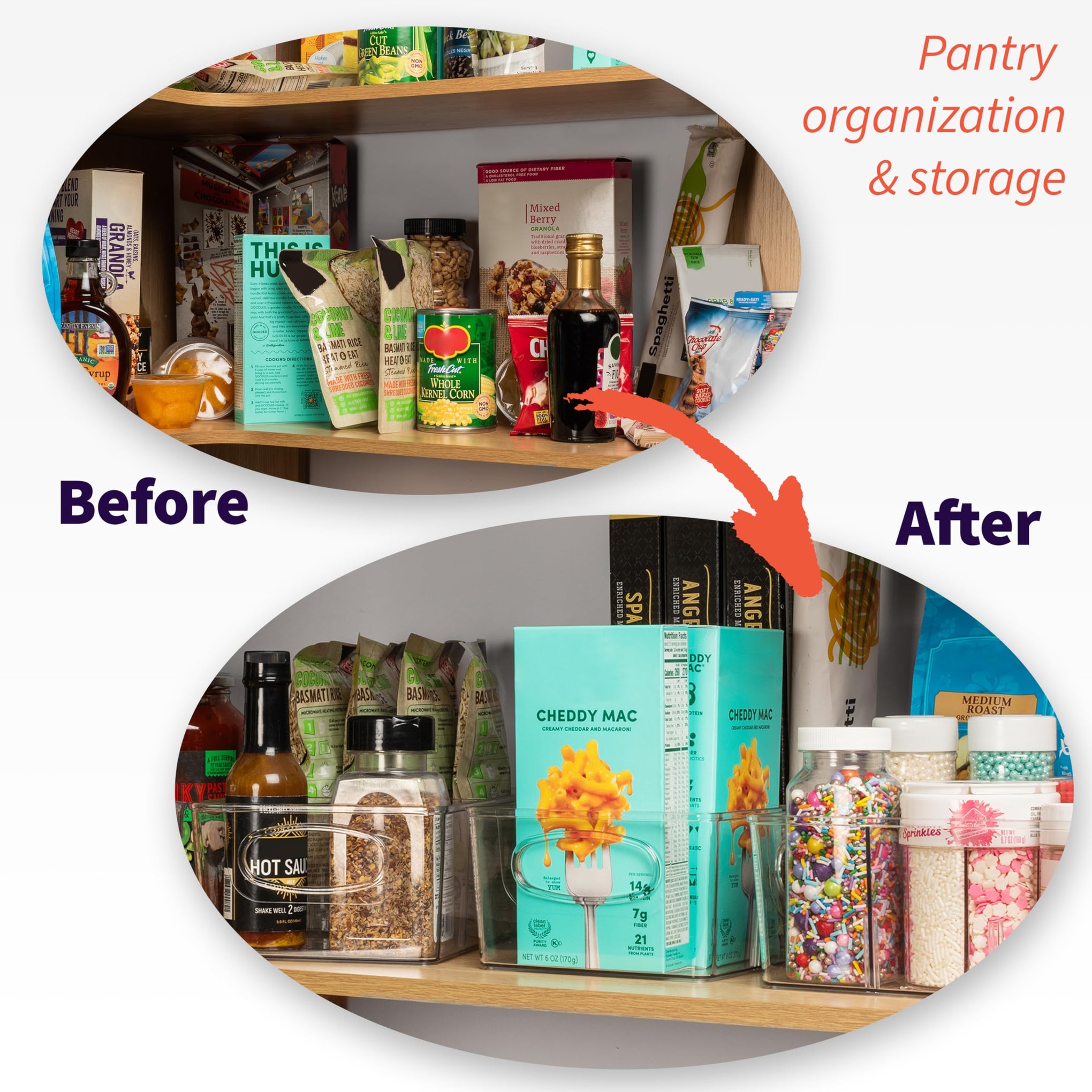 Pantry Storage Bins with Removable Dividers (4 Count)