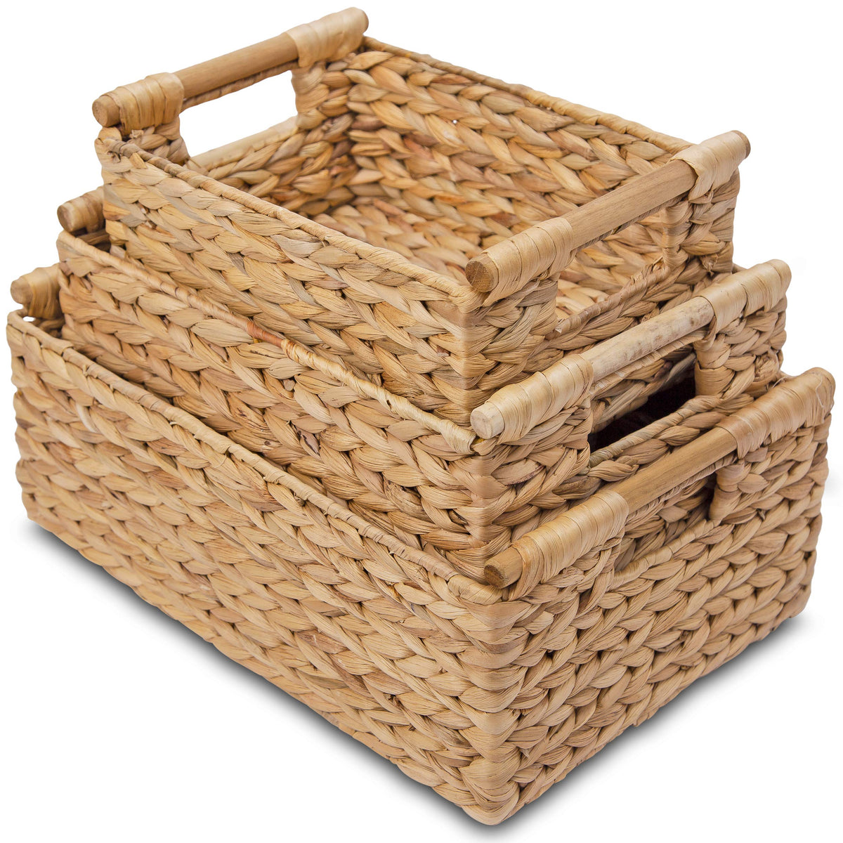 Hyacinth Wicker Basket Set 3 size (3 Count)