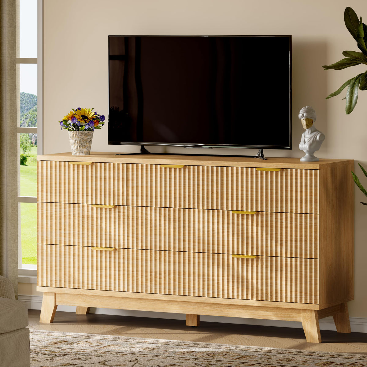 Fluted Dresser with 7 Drawers