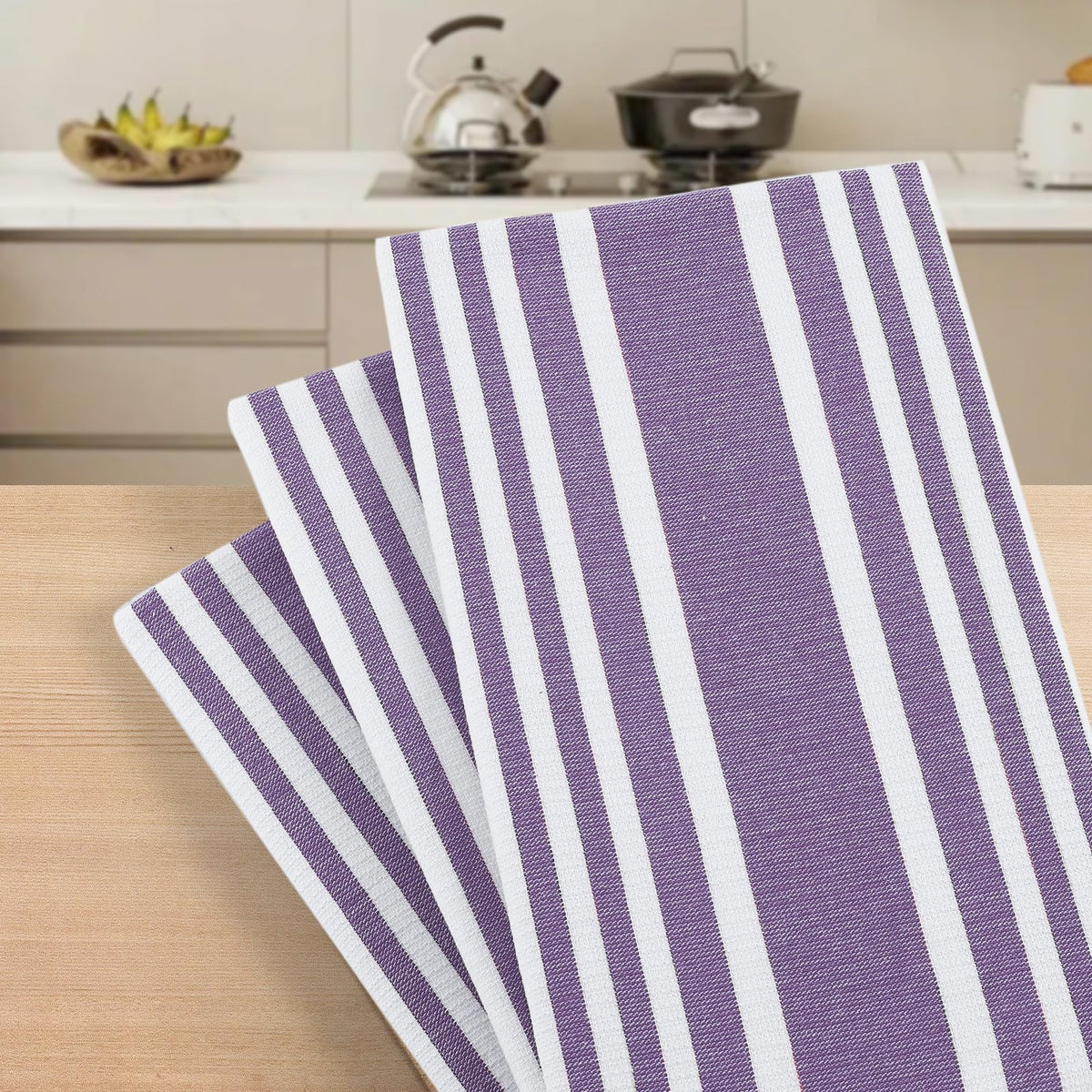 Premium Cotton Stripe Kitchen Towels 6 Pack (6 Count)