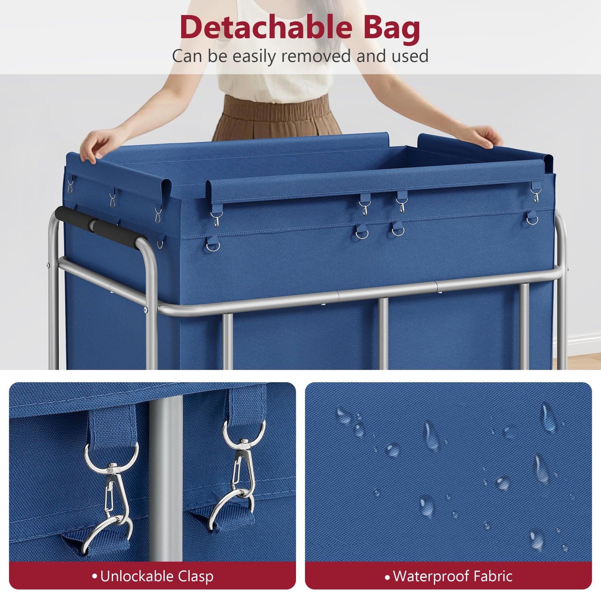 Heavy Duty Laundry Cart with Wheels 450L