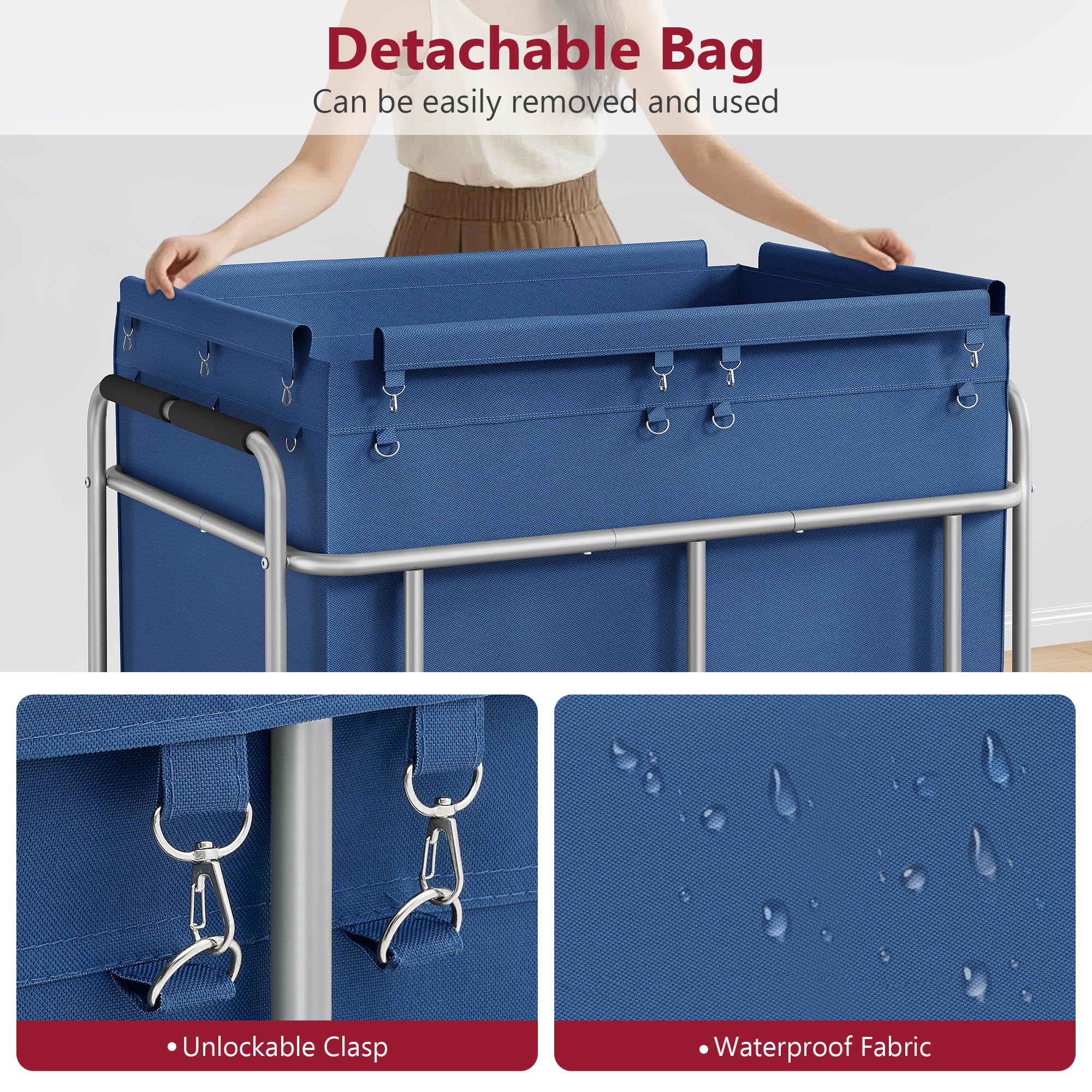 Heavy Duty Laundry Cart with Wheels 450L