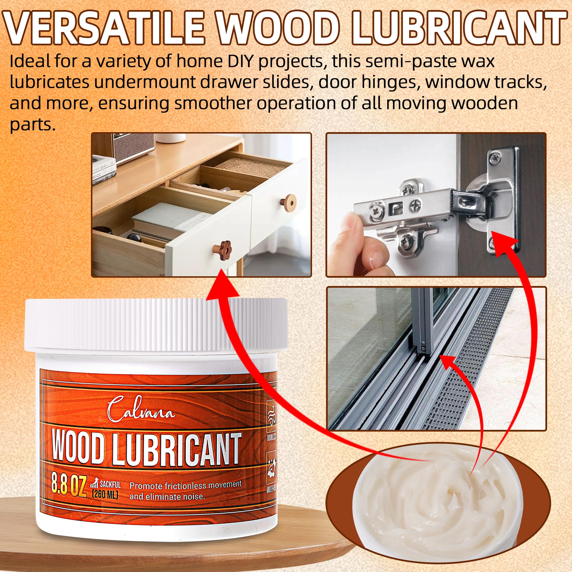 8.8oz Wood Drawer Wax Lubricant Paste (8.8 Ounce)