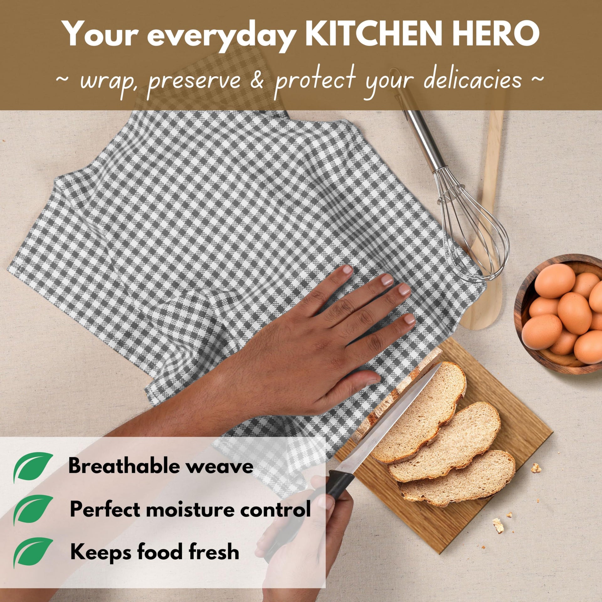 4 Pack Gingham Plaid Kitchen Towels 16"x26"