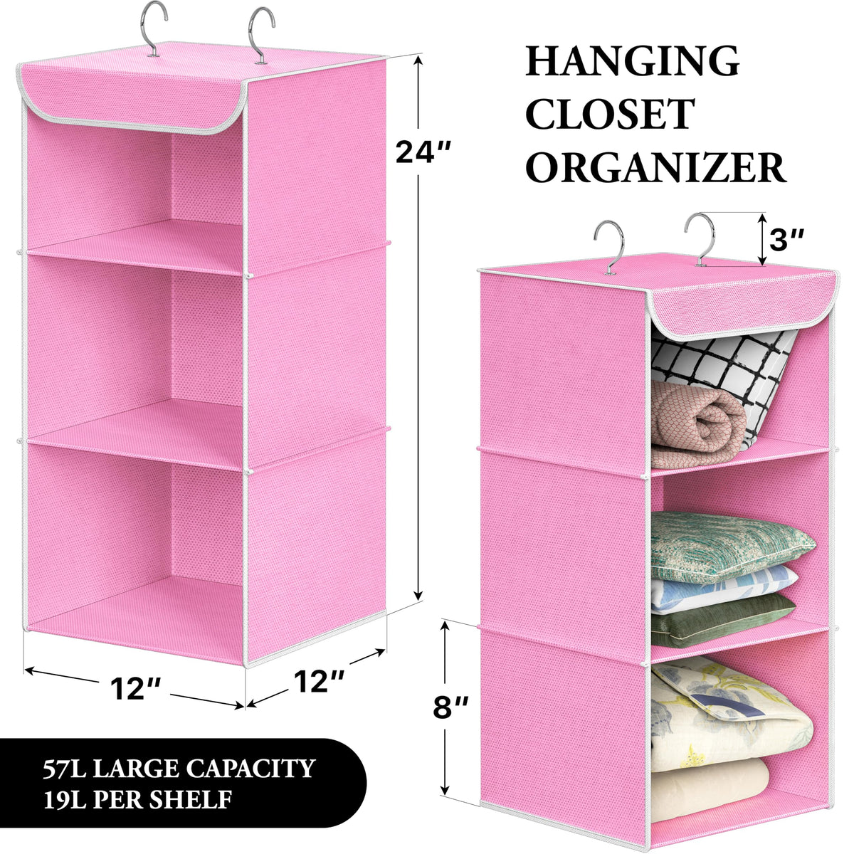 3 Shelf Hanging Closet Organizer (3 Count)