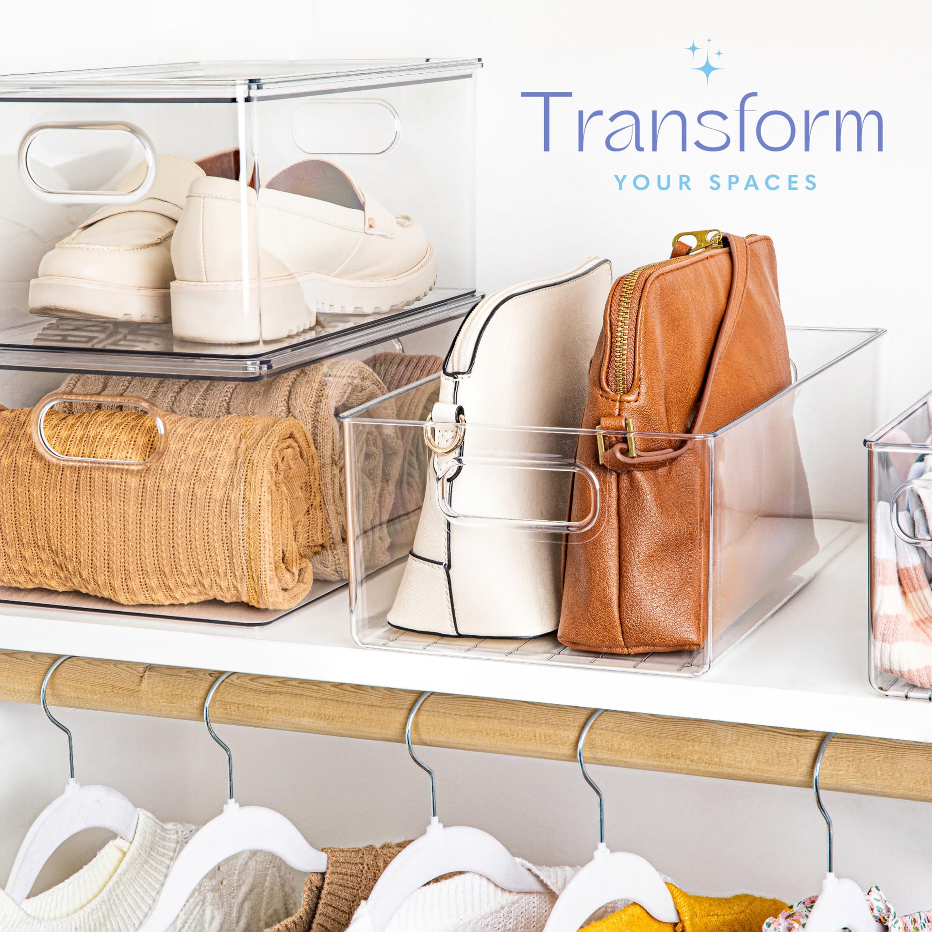 Plastic Food Storage 2 Pack Clear Container Bin with Handles for Organizing Kitchen (2 Count)