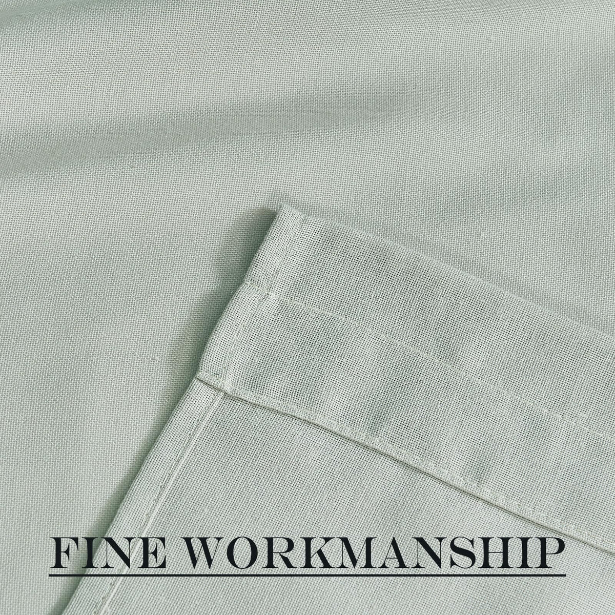 Sage Green Farmhouse Linen French Door Curtains for Window