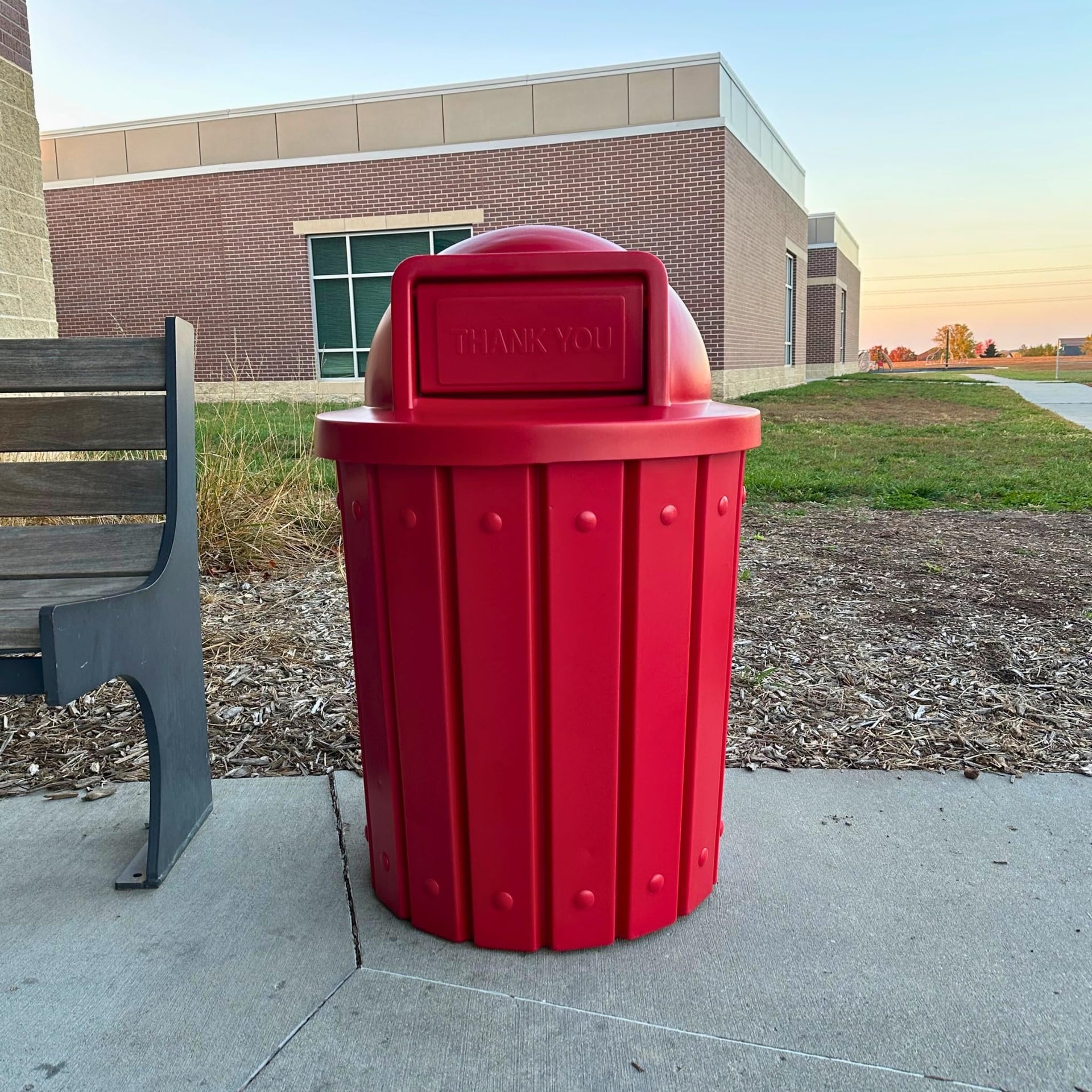 Campus Collection 42 Gallon Plastic Commercial Garbage Can with Push Lid