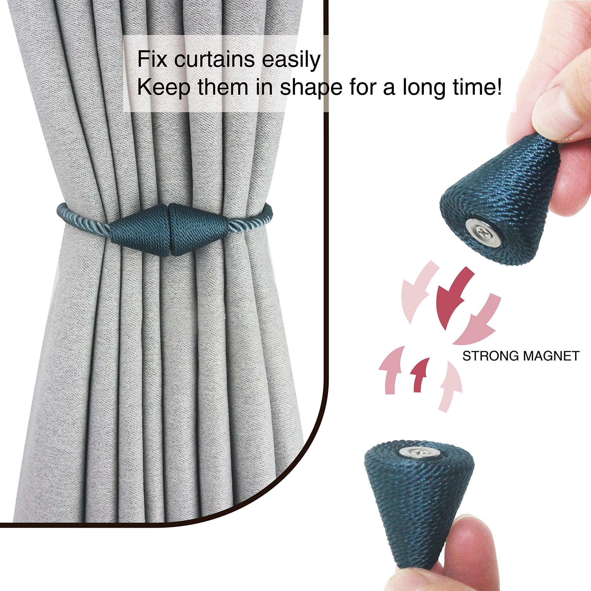 Magnetic Curtain Tiebacks Rope Decorative Holdbacks for Drapes Nieffeiy