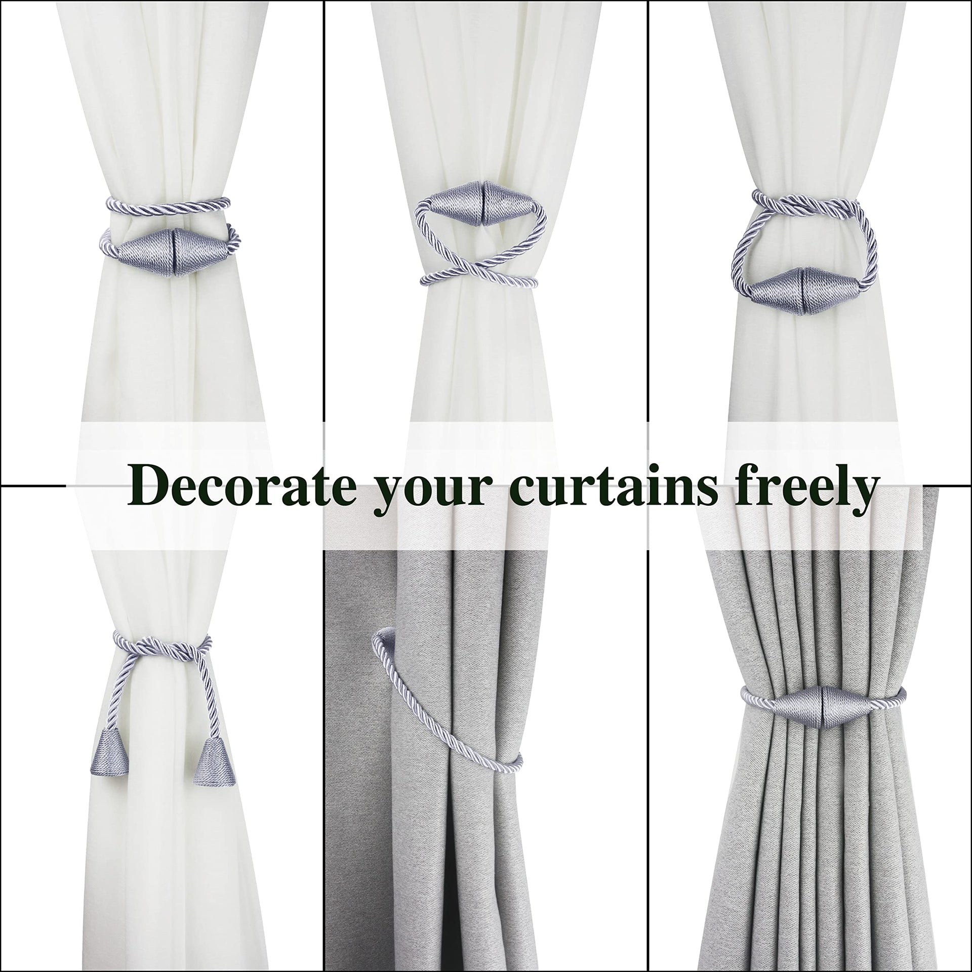 Magnetic Curtain Tiebacks Rope Decorative Holdbacks for Drapes Nieffeiy