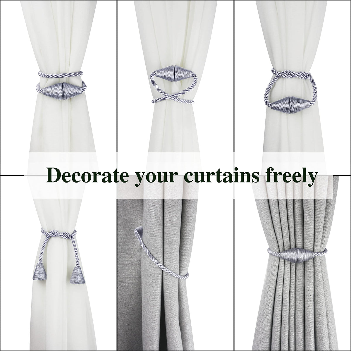 Magnetic Curtain Tiebacks Rope Decorative Holdbacks for Drapes Nieffeiy