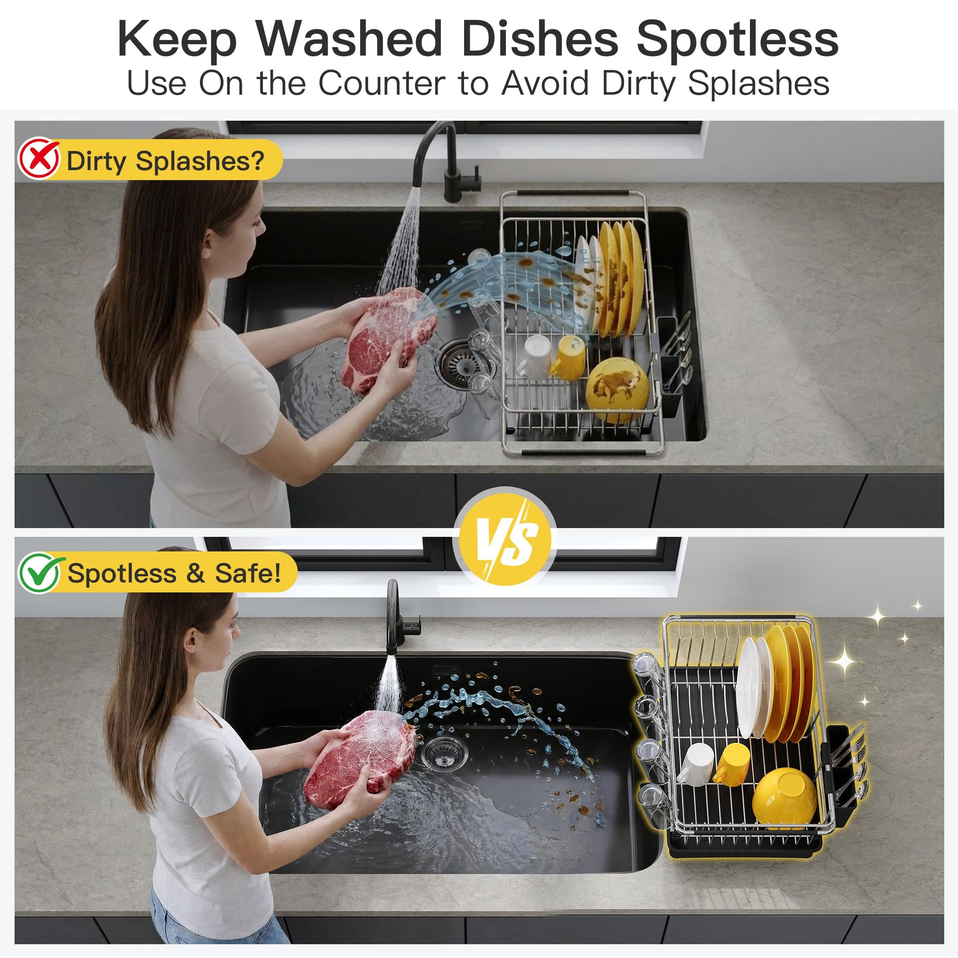 in Sink Dish Drying Rack with Drainboard and Utensil Holder