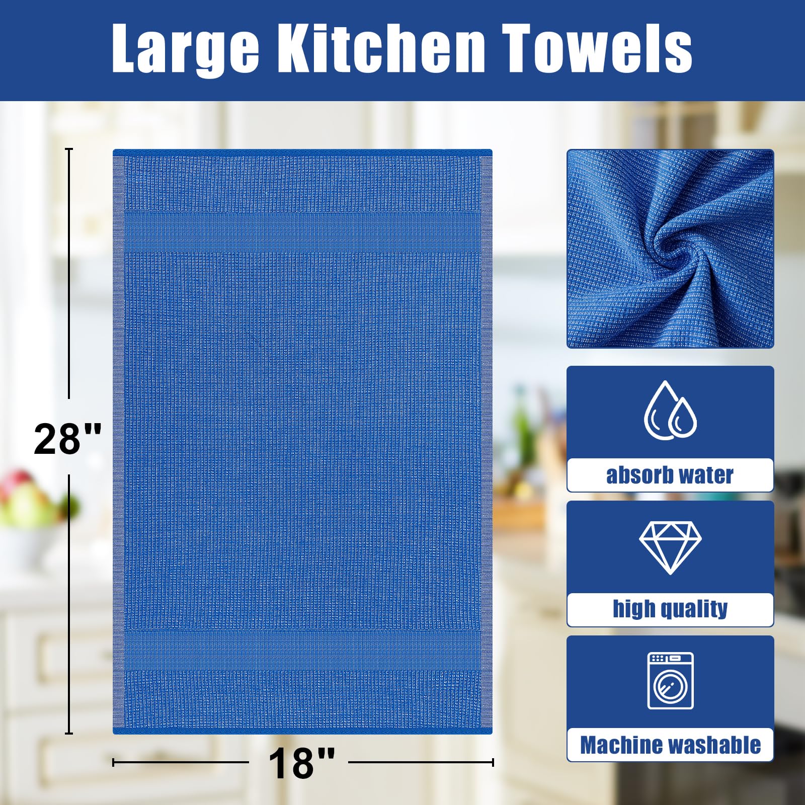 380 GSM Cotton Premium Kitchen Towels 8 Pack (8 Count)