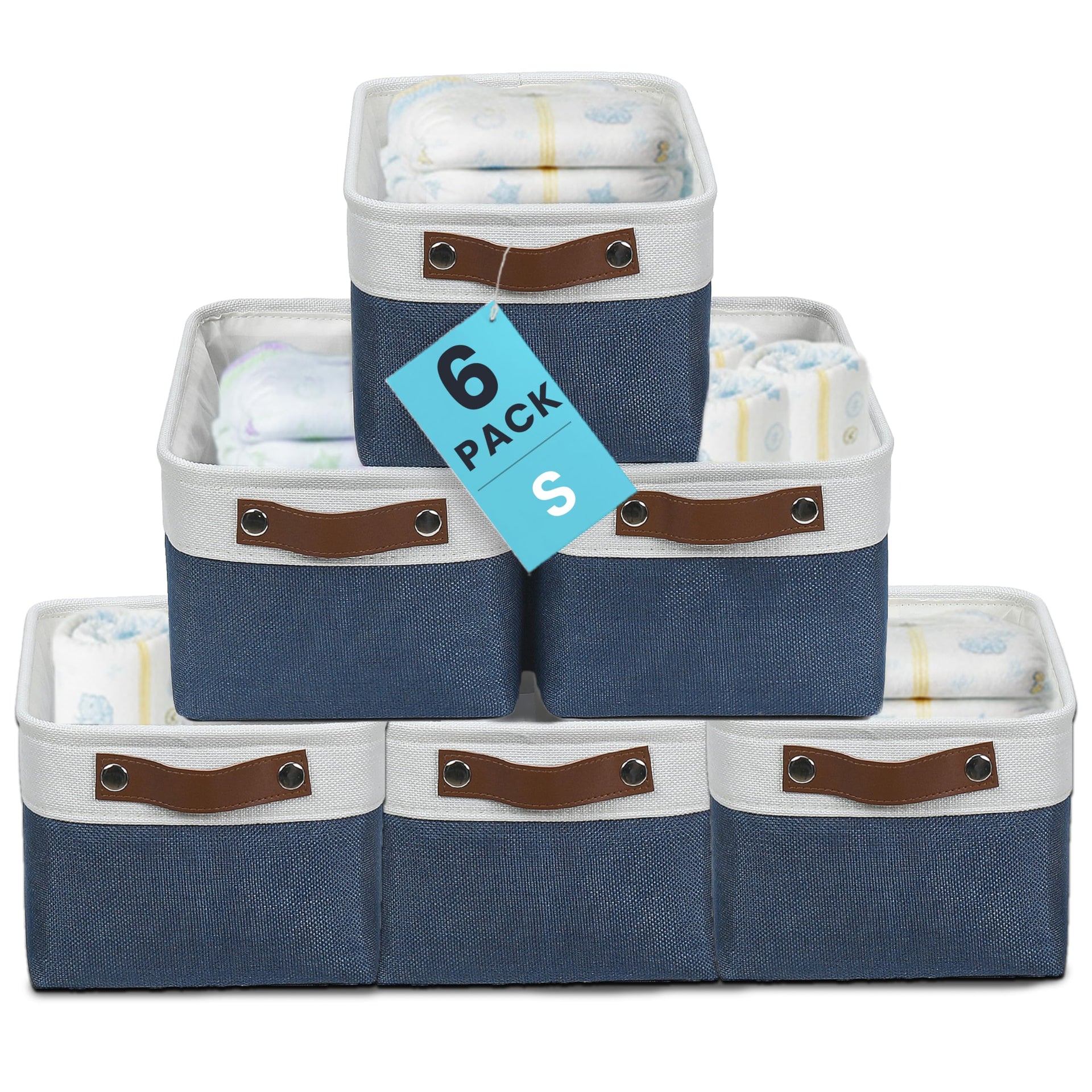 12x8in Canvas Storage Baskets (6 Count)