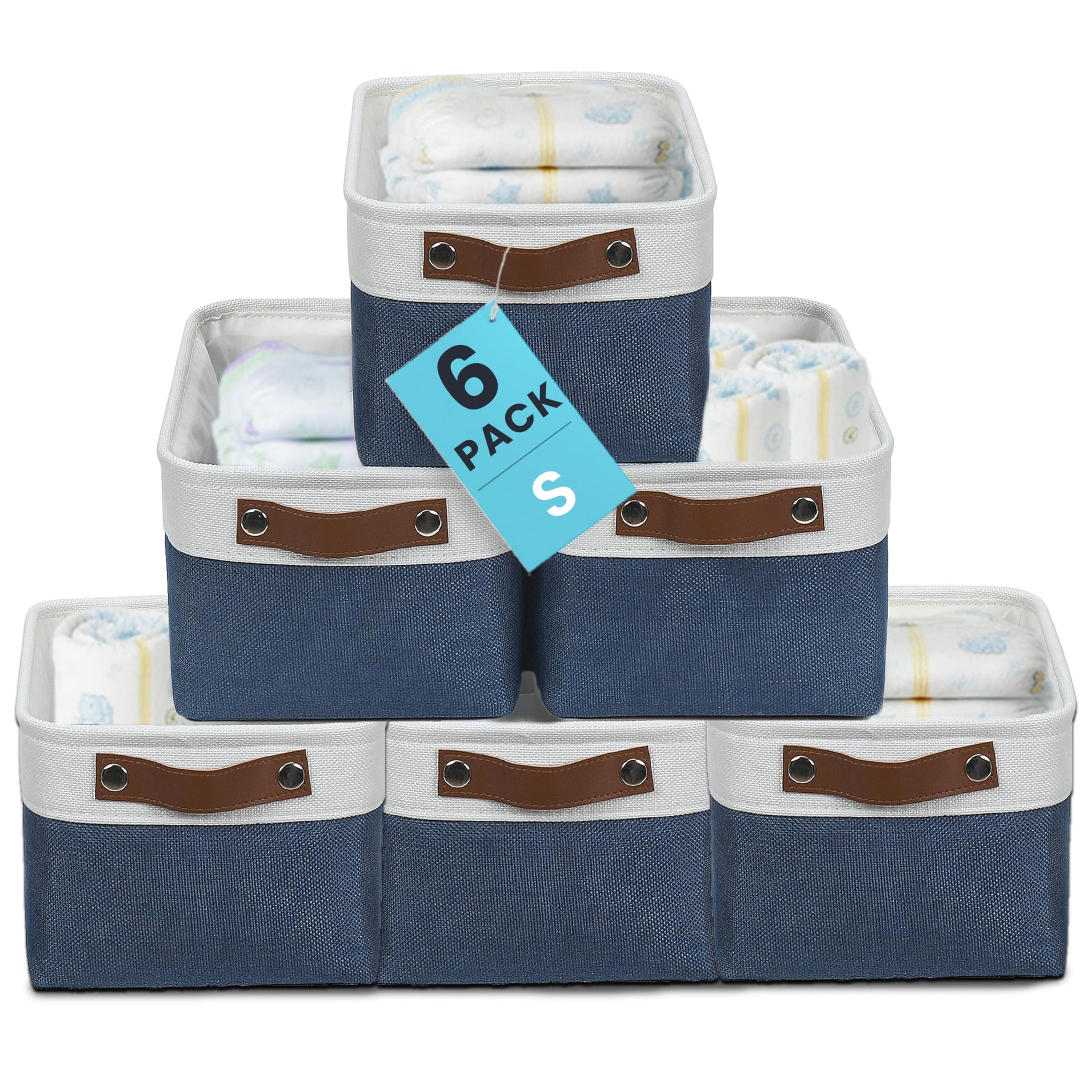 12x8in Canvas Storage Baskets (6 Count)