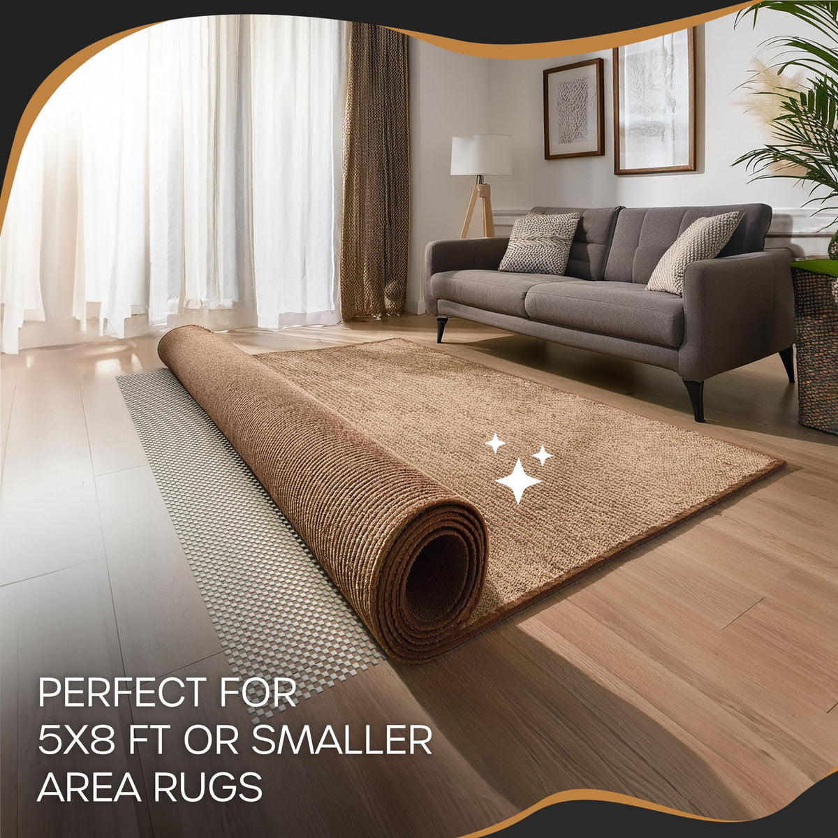 5'x8' Anti Skid Rug Gripper for Hardwood Floors & Other Surfaces (40 Sq Ft)