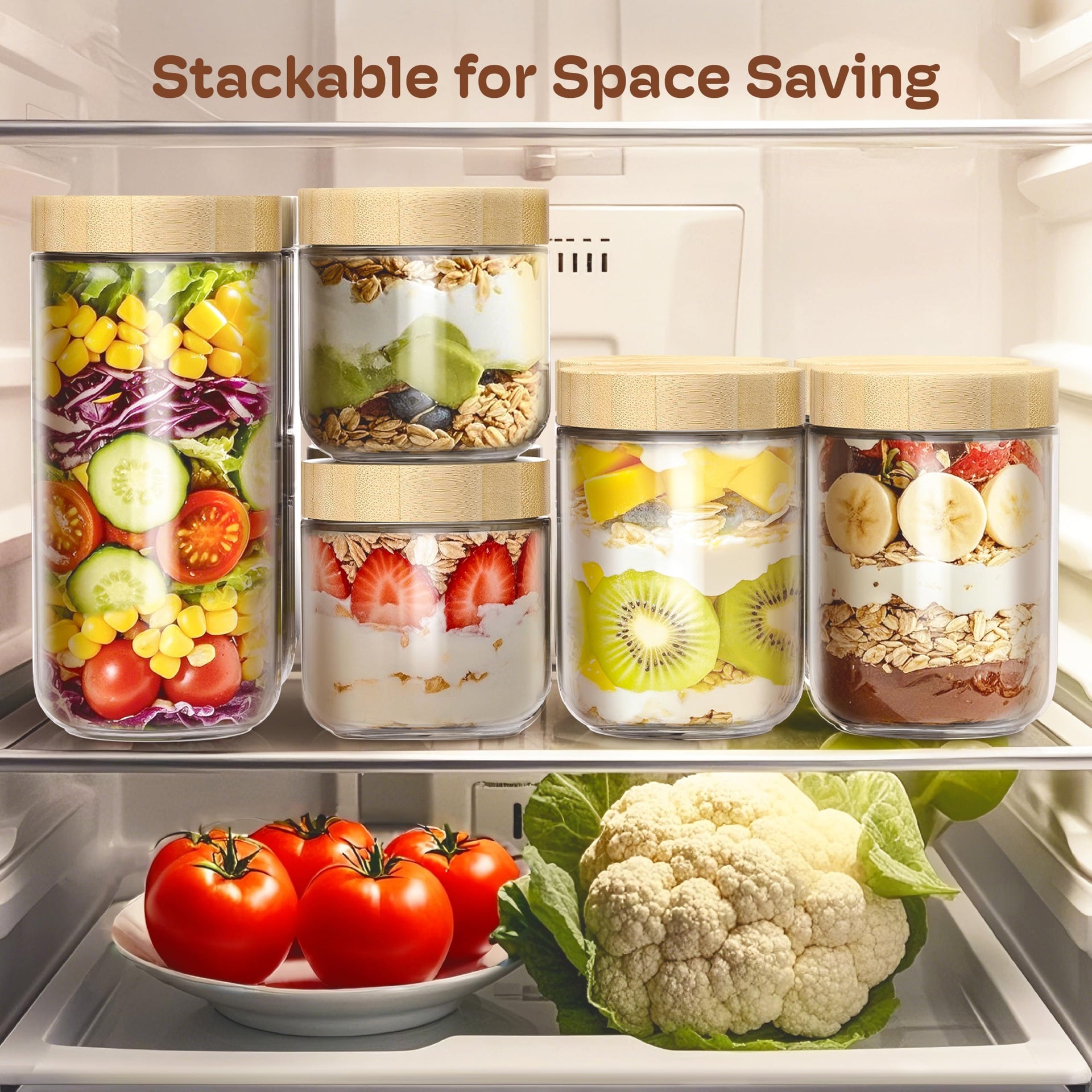 10 oz Overnight Oats Containers with Bamboo Lids (2 Count)