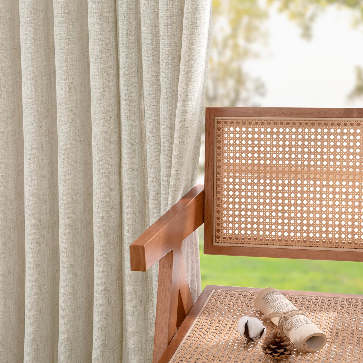 Linen Curtains 63 Inch Length for Living Room (2 Count)