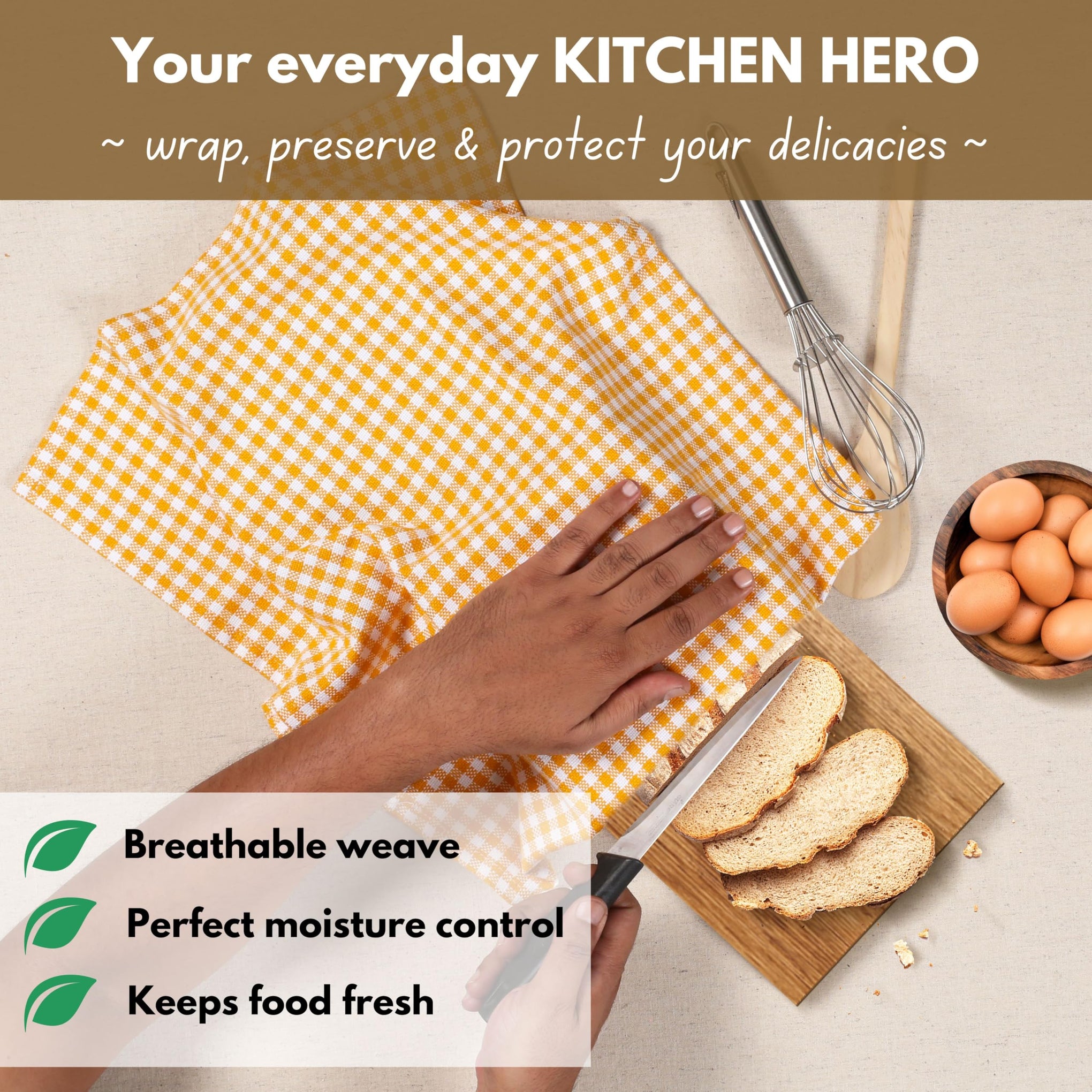 12 Pack Mini Check Yellow Kitchen Towels 16"x26"