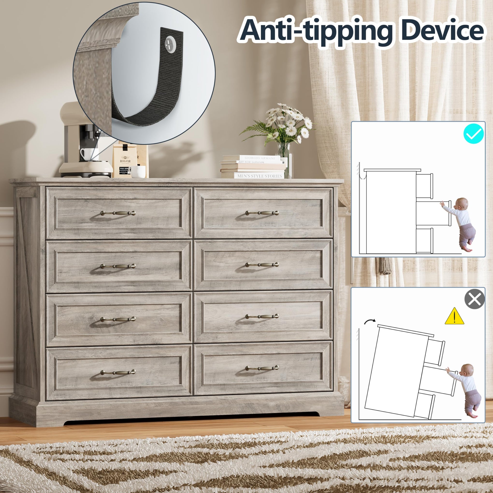 8 Drawer Dresser for Bedroom