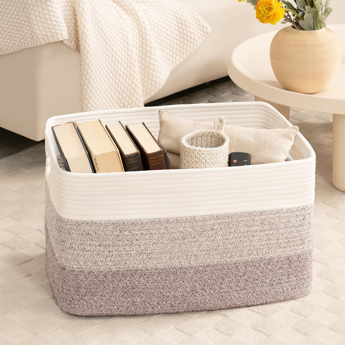 86L Large Woven Laundry Basket Hamper with Handles
