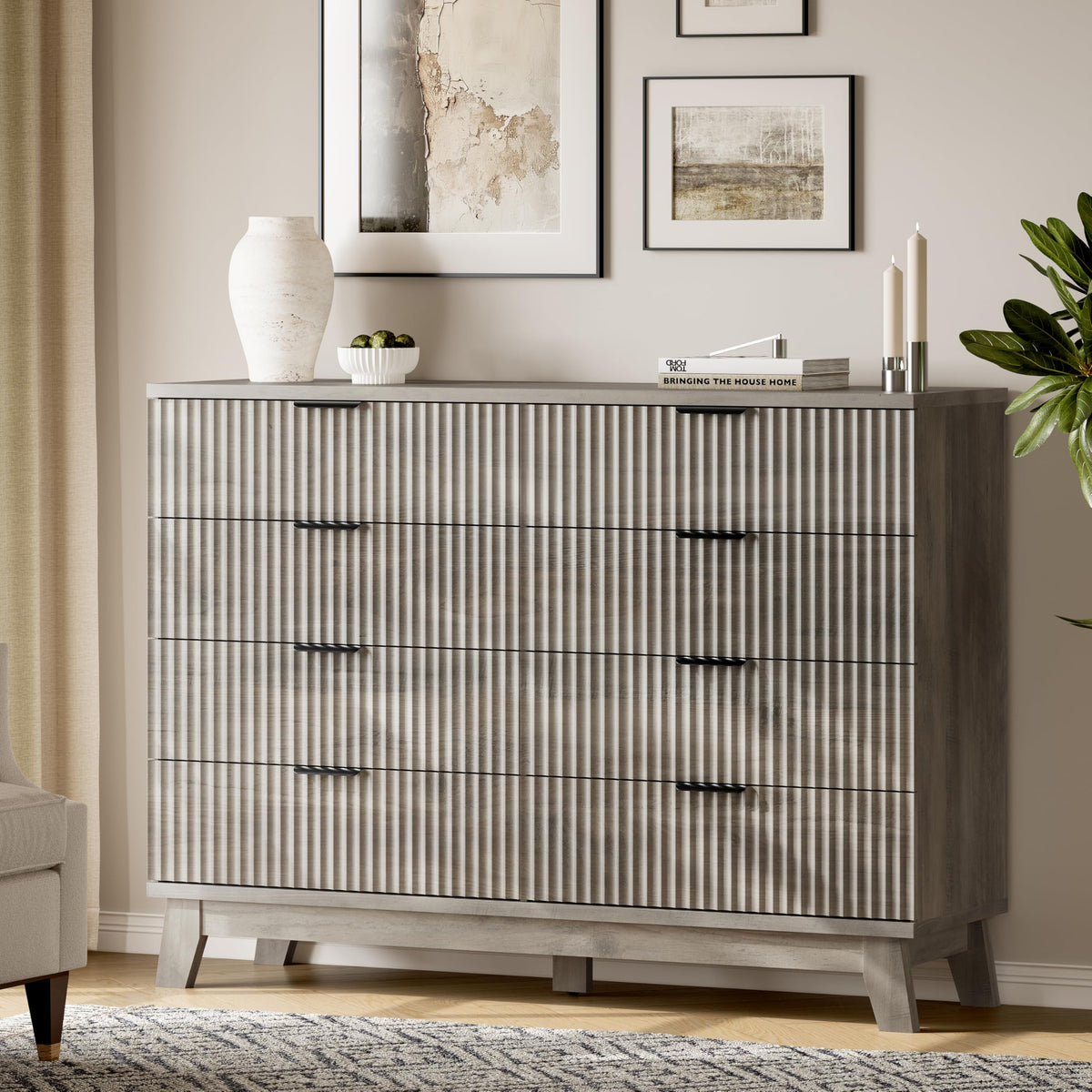 Fluted Dresser with 8 Drawers