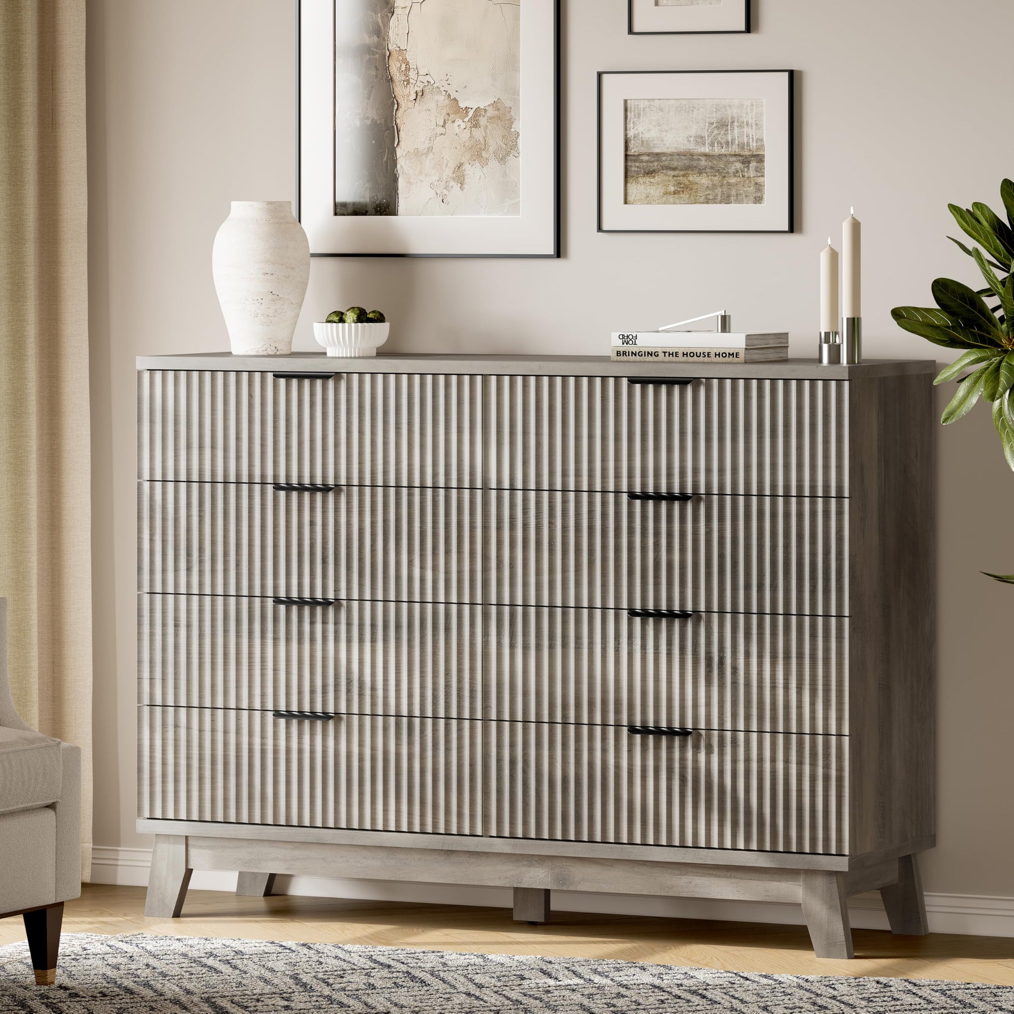 Fluted Dresser with 8 Drawers
