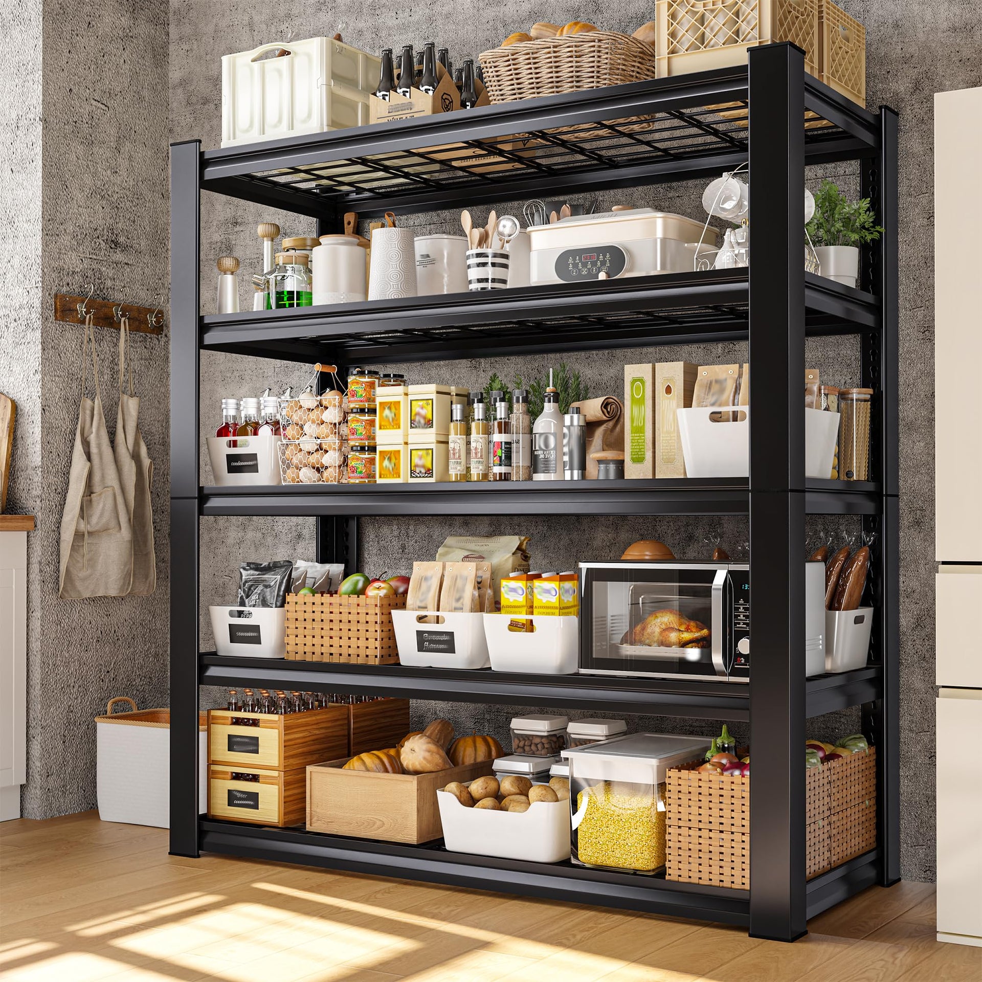 3010LBS Storage Shelves 72" H Garage Shelving Heavy Duty Metal Shelving 5 Tier Adjustable Metal Shelves for Storage for Kitchen Pantry Warehouse Basement 72" H x 35.5" W x 16" D (4 Count)