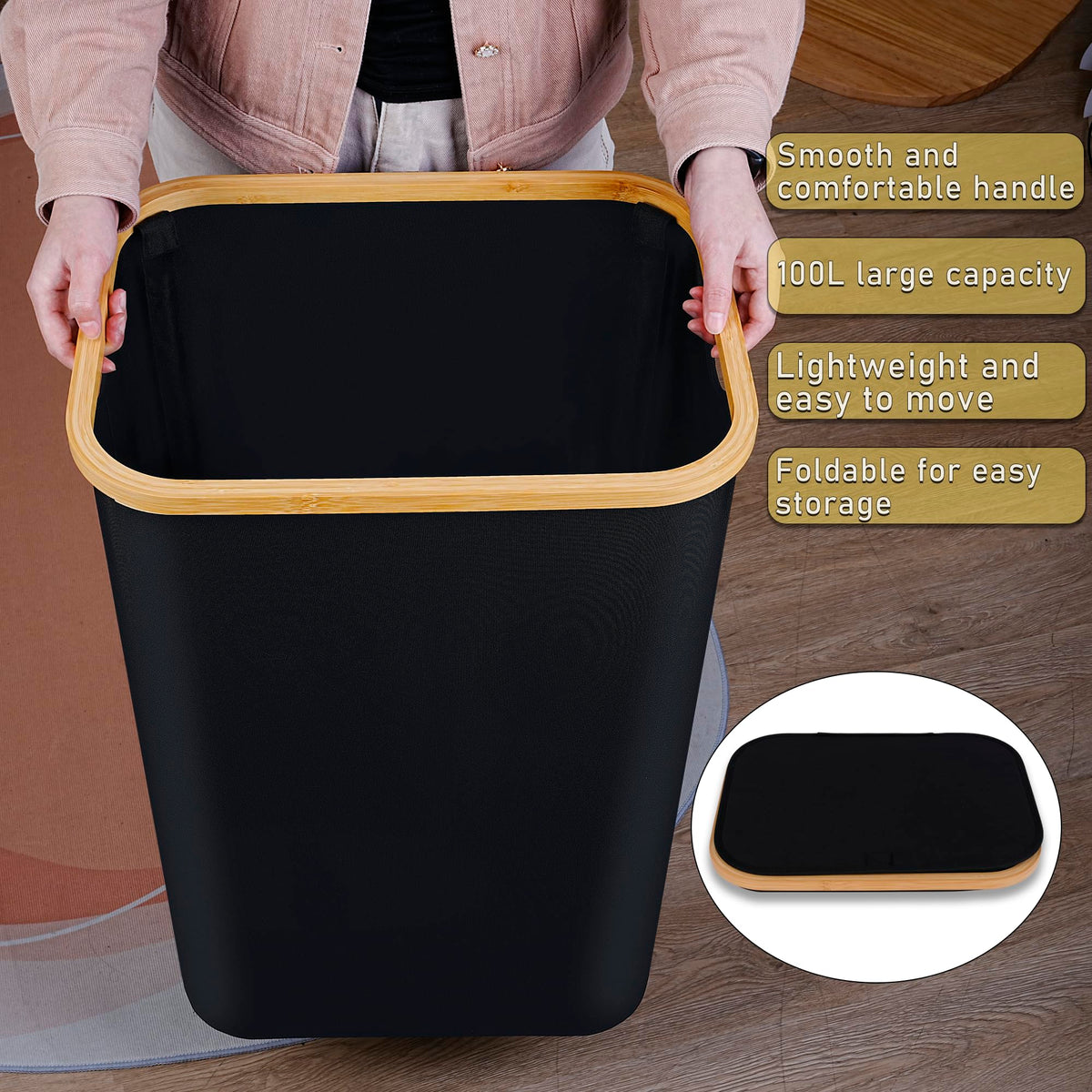 100L Laundry Hamper with Lid