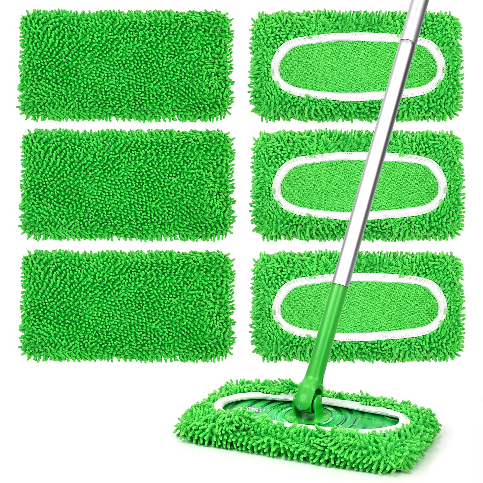 6Pcs Reusable Microfiber Mop Pads Compatible with Sweeper Mop (6 Count)