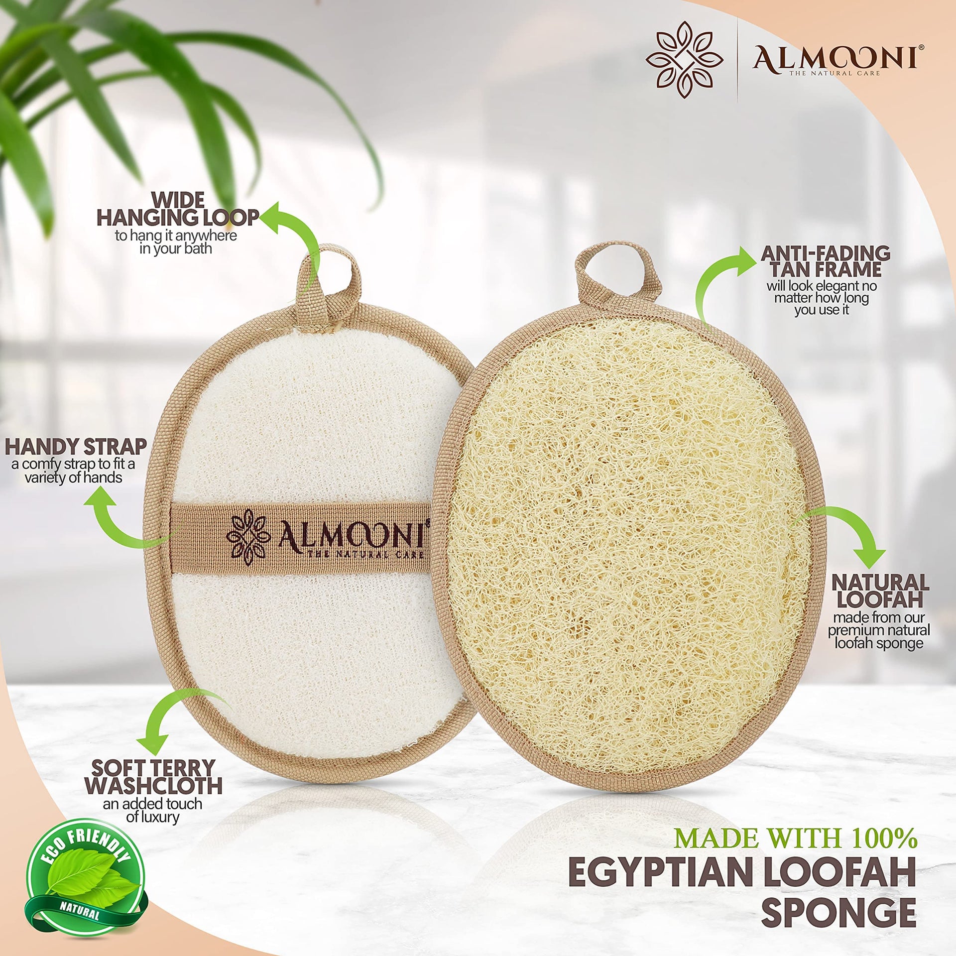 Natural Loofah Exfoliating Body Scrubber (2 Count)