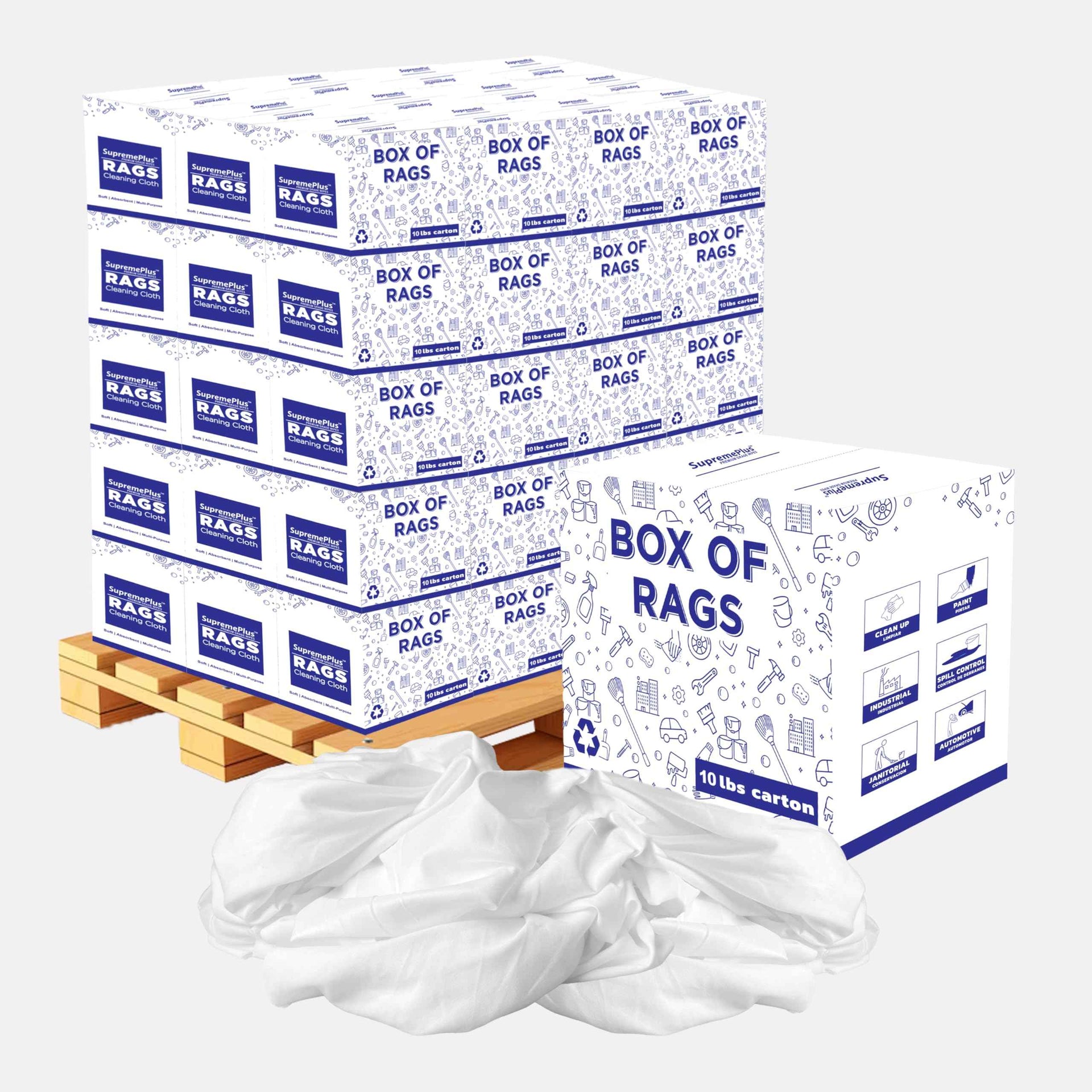Recycled White Sheeting Cleaning Rags (5300 Count)