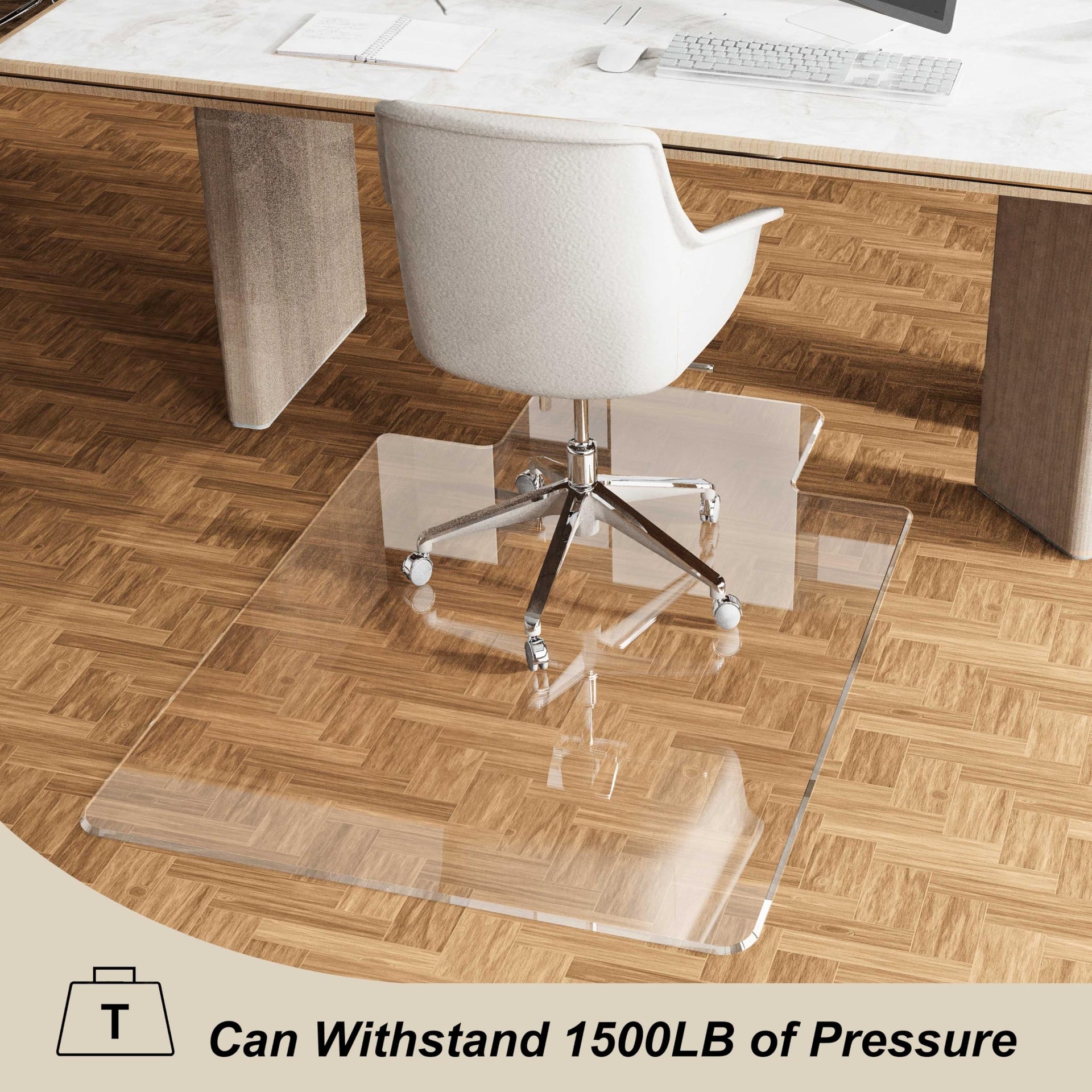 Beveled Edge Office Chair Mat for Carpet or Hardwood Floor