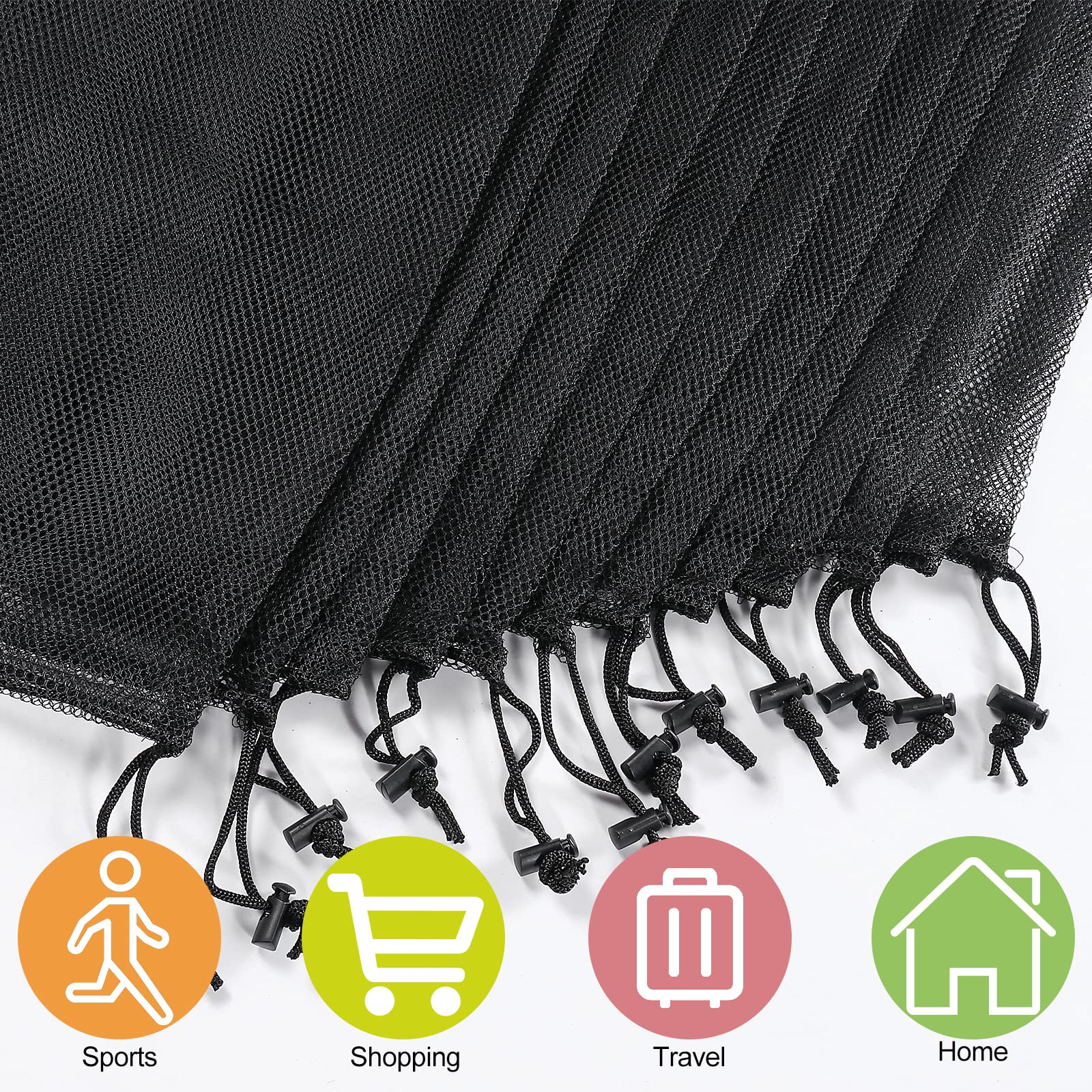 13"X15.5" 6Pcs Mesh Laundry Drawstring Bag Nylon Drawstring Gym Bag with Cord Lock Closure (6 Count)