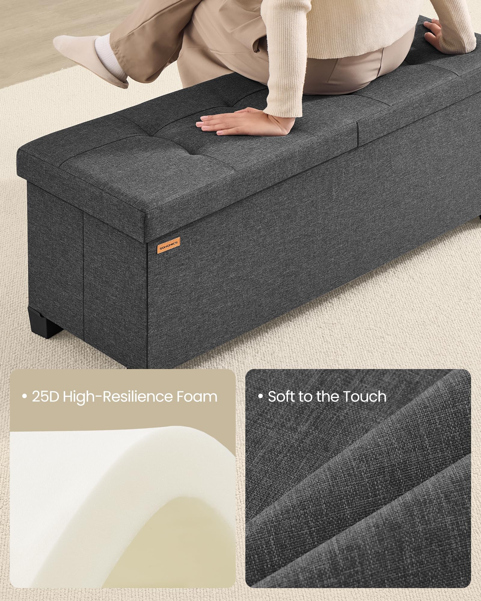 Storage Ottoman Bench with Legs
