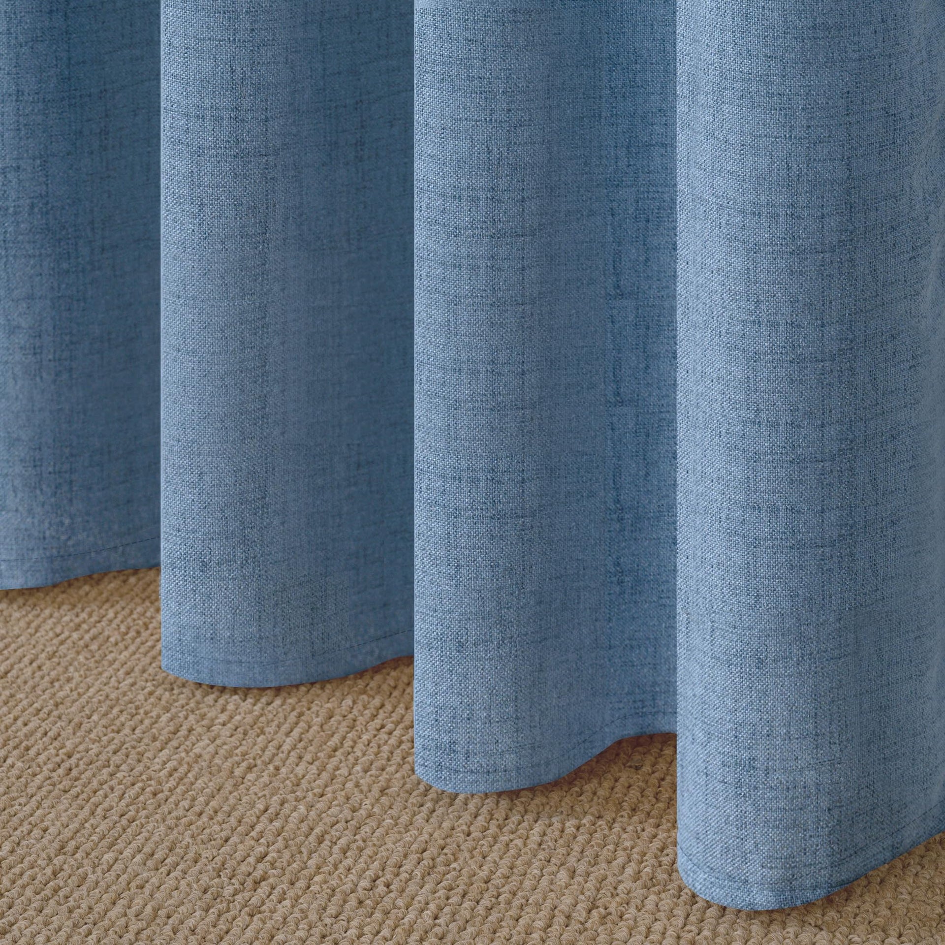 Denim Blue Linen Curtains 40 Inch Length for Bathroom Window (2 Count)