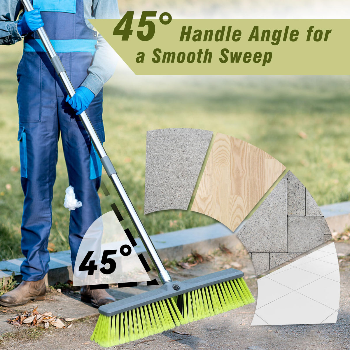 18" Push Broom with 47" Long Handle