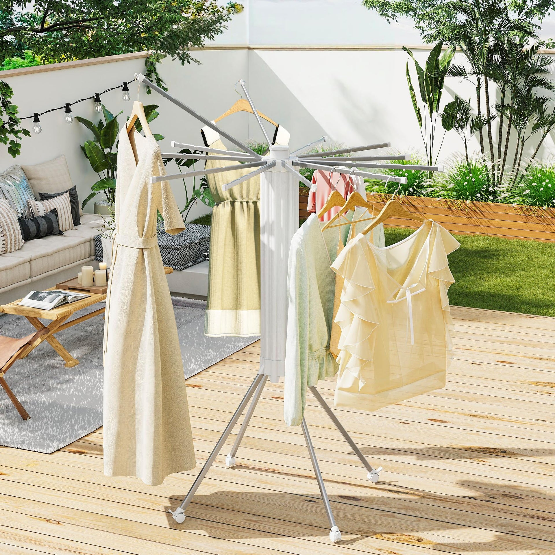 4 Legs Single Layer Clothes Drying Rack