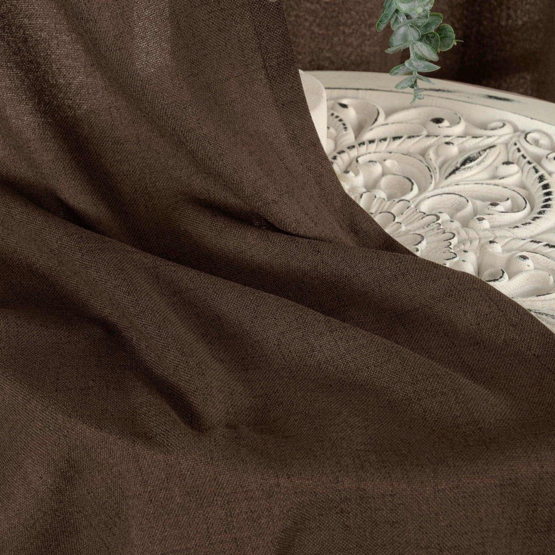 Brown Linen Curtains 80 Inch Length for Living Room (2 Count)