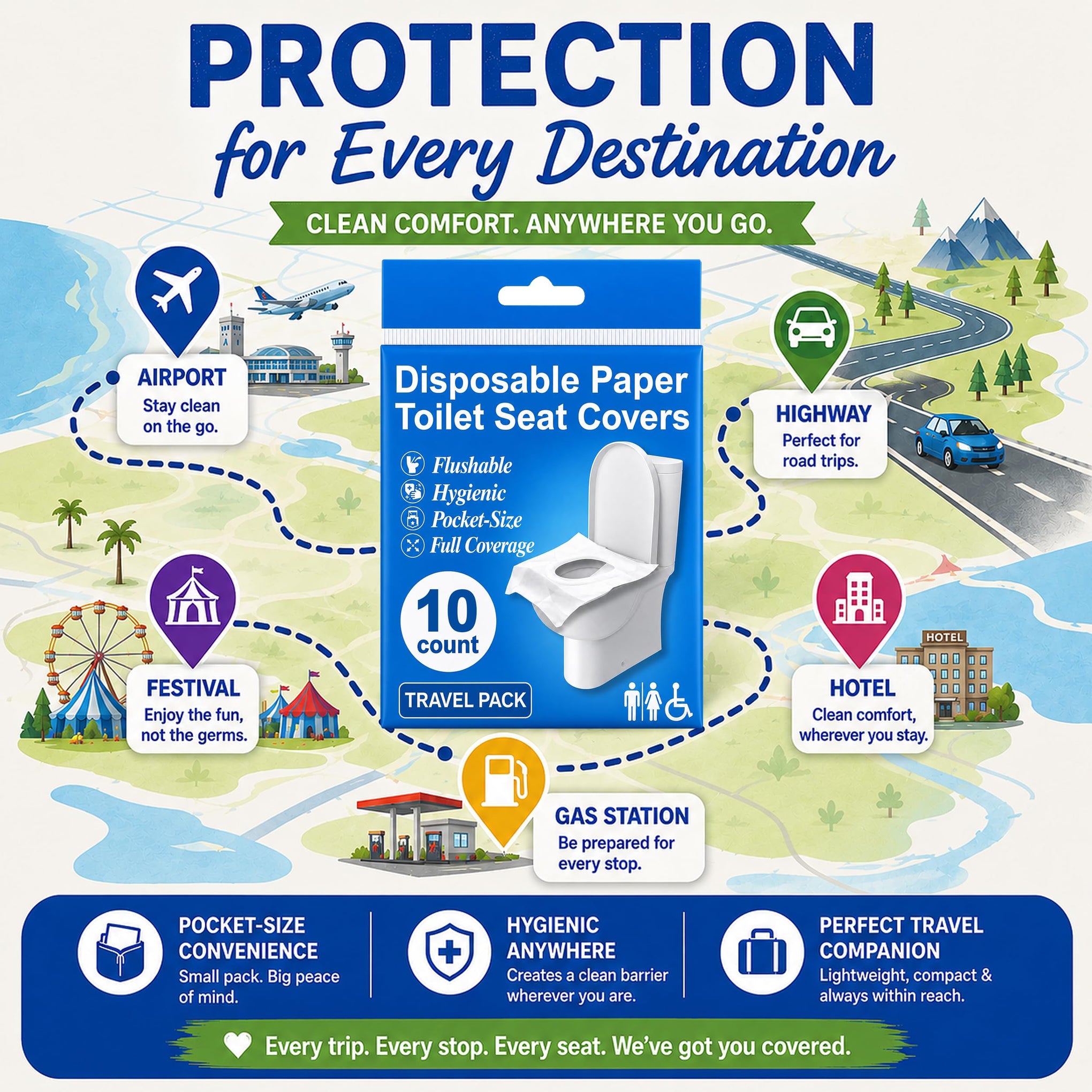 Disposable Toilet Seat Covers Flushable XL 100 Pack (100 Count)