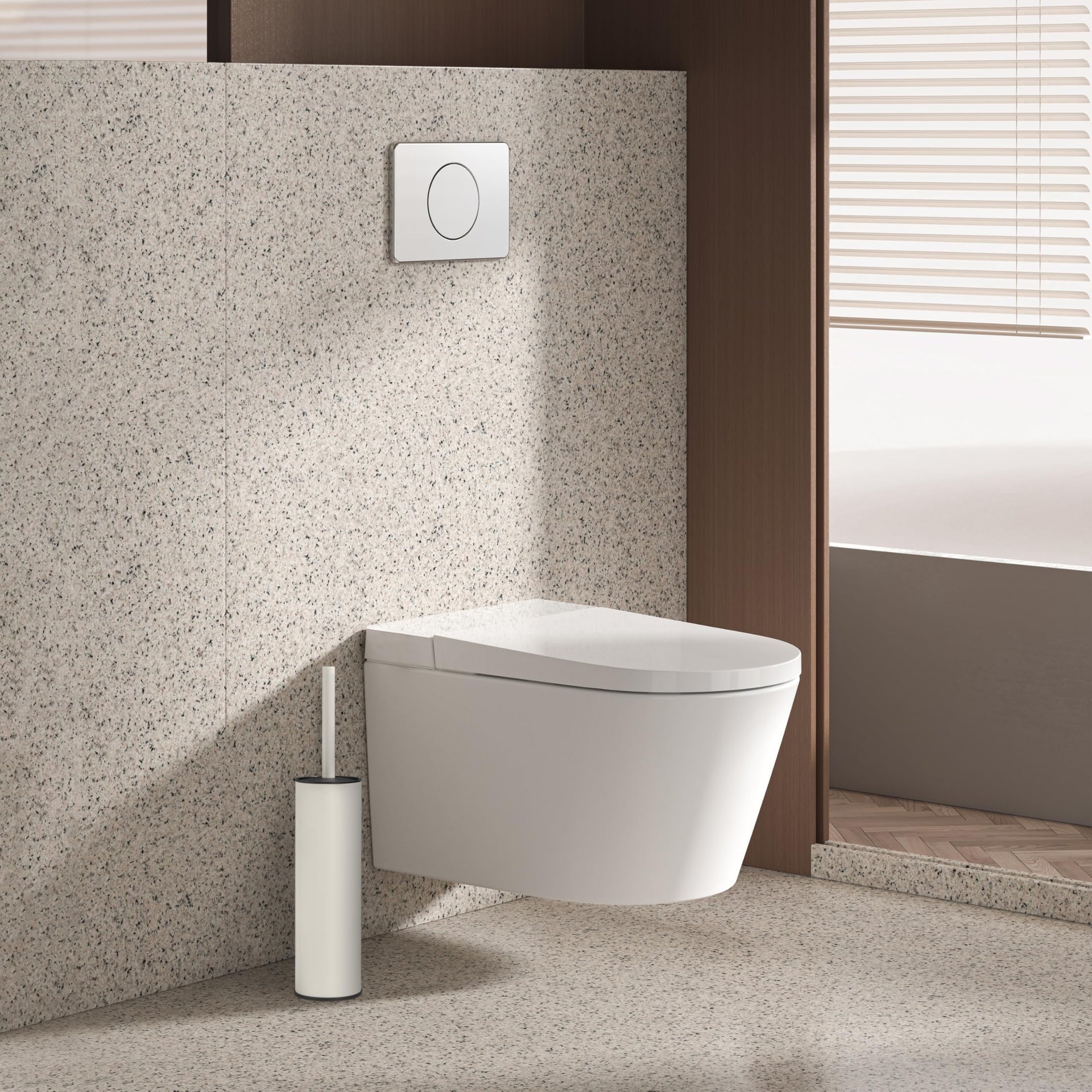 White Toilet Brush and Holder