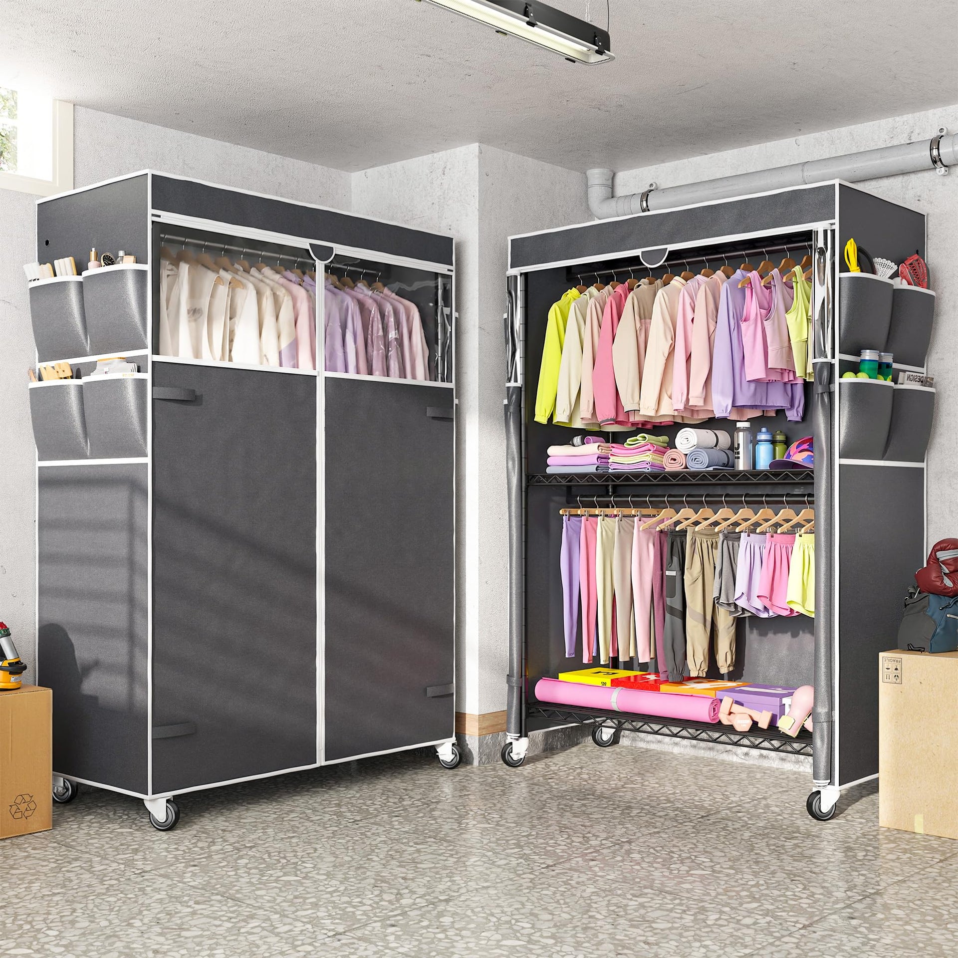 Rolling Clothes Rack with Cover