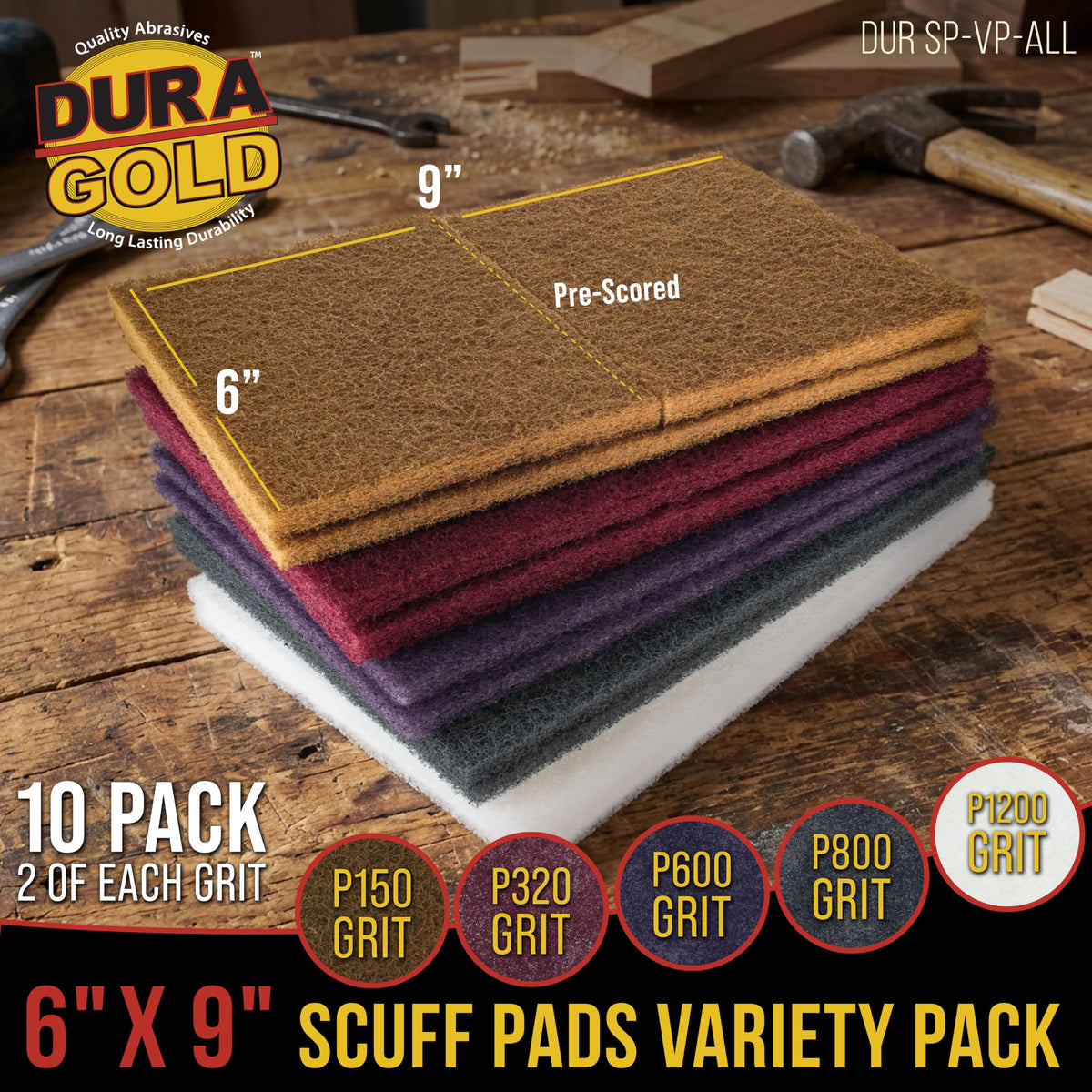 Premium 6" x 9" 10 Scuff Pad Variety Pack (10 Count)
