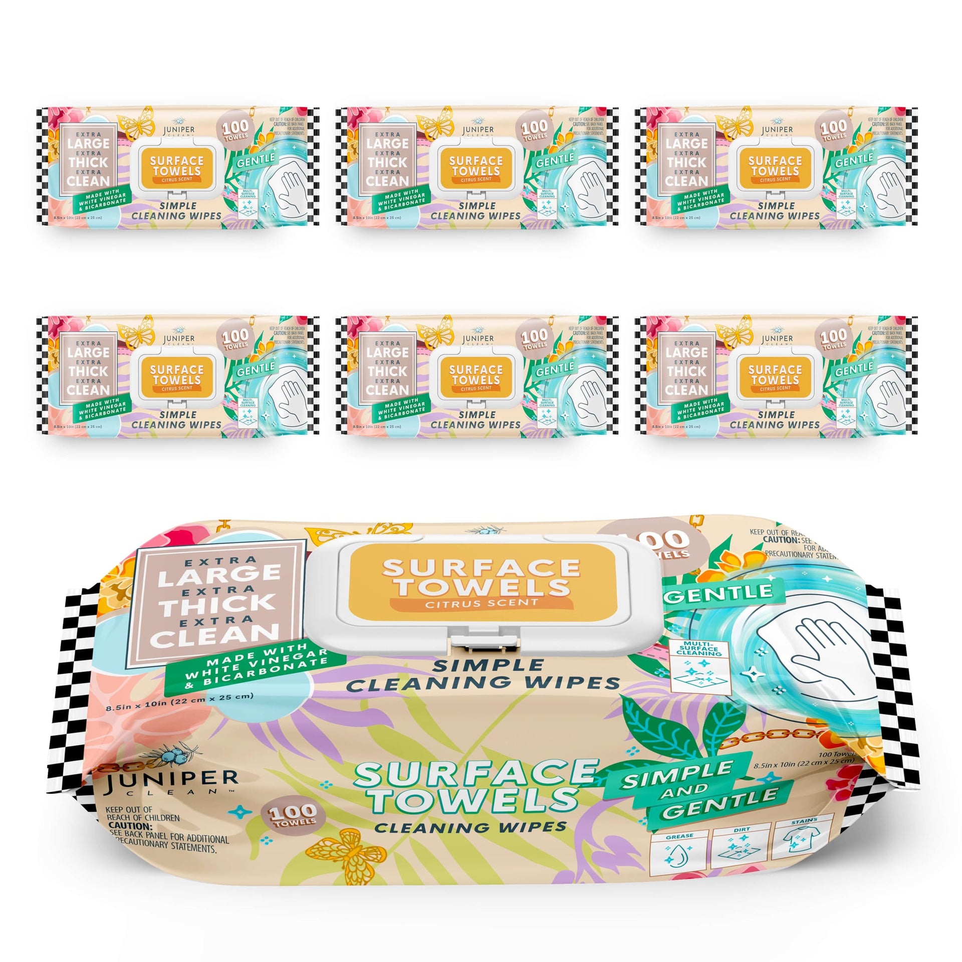 6 Packs Surface Cleaning Wipes Bleach Free (600 Count)