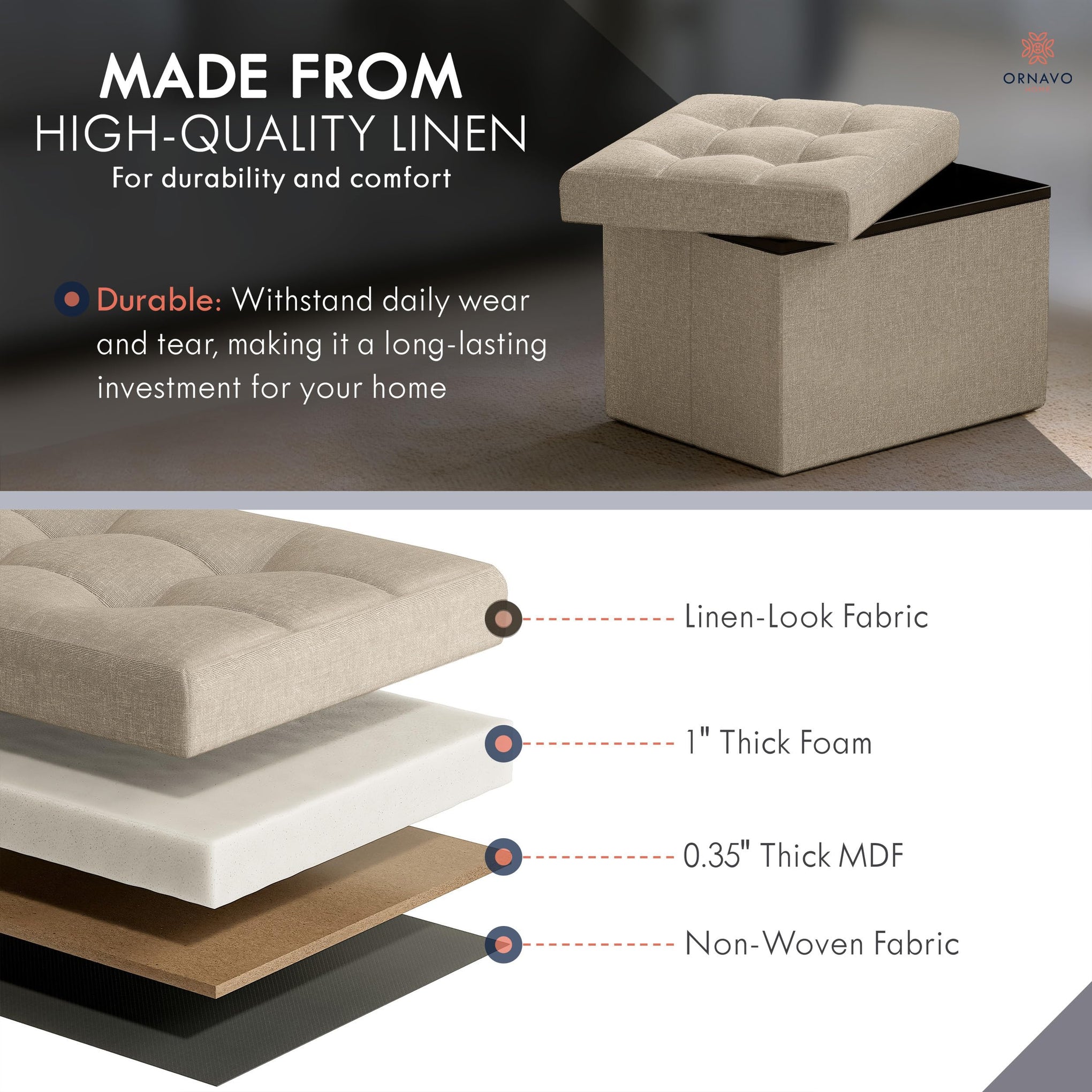 Small Rectangle Ottoman Set of 2