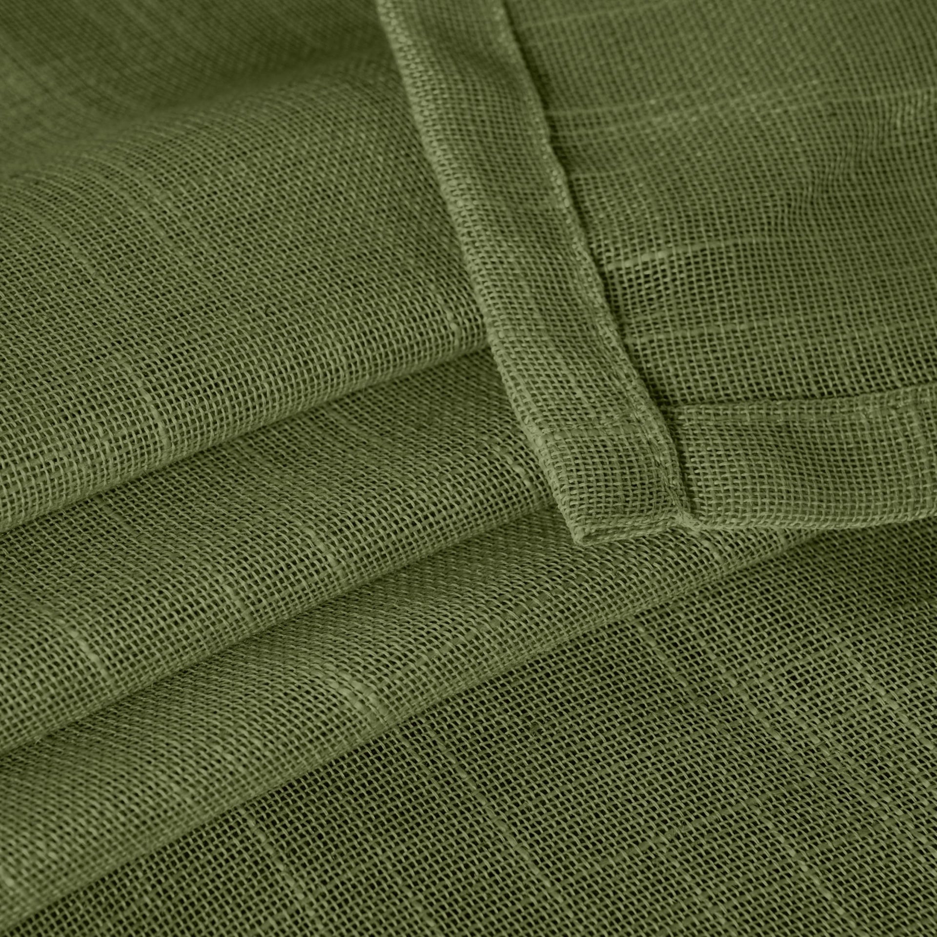 Olive Green Linen Semi Sheer Curtains 95 Inch Length (2 Count)