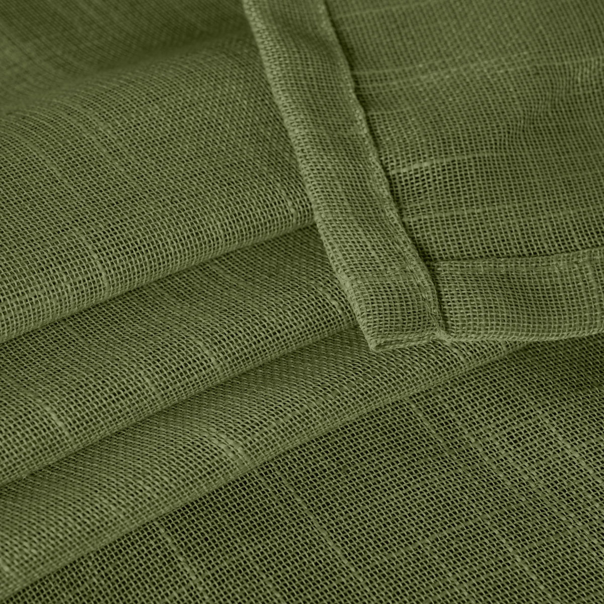 Olive Green Linen Curtains 45 Inch Length (2 Count)