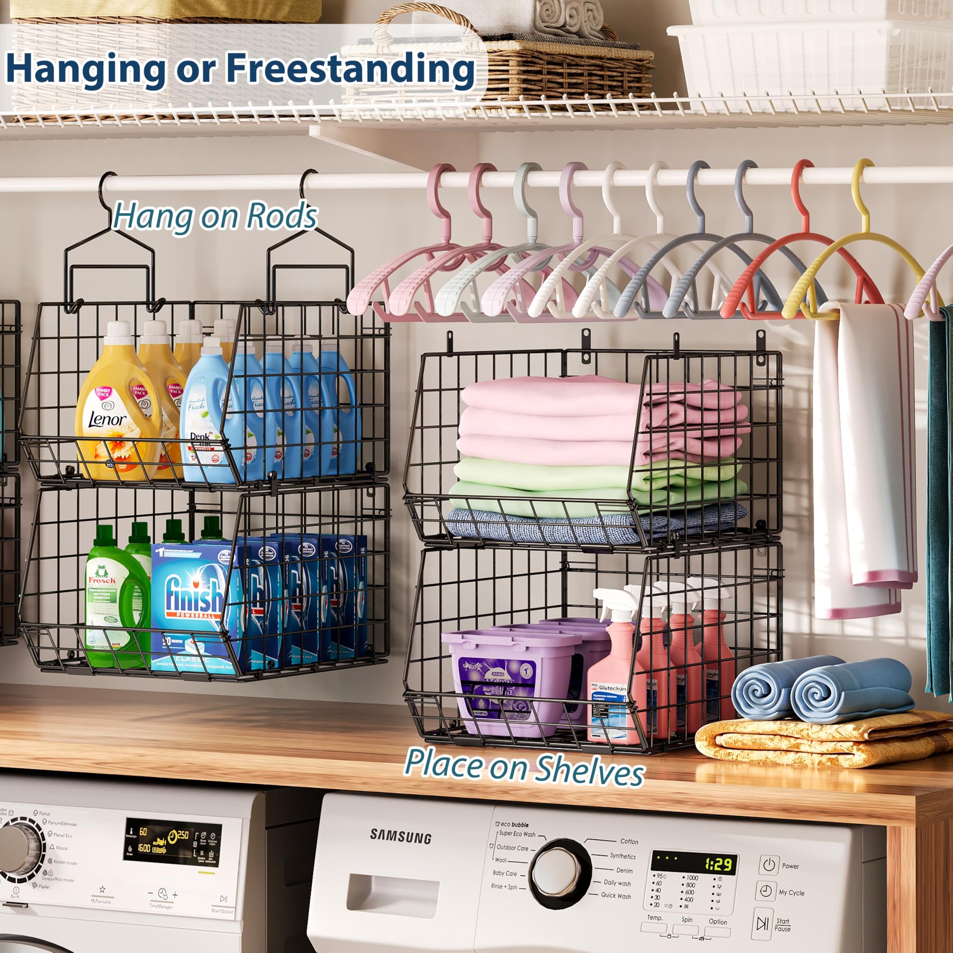 6 Tier Extended Depth Hanging Closet Organizers and Storage for Closet Organization (6 Count)