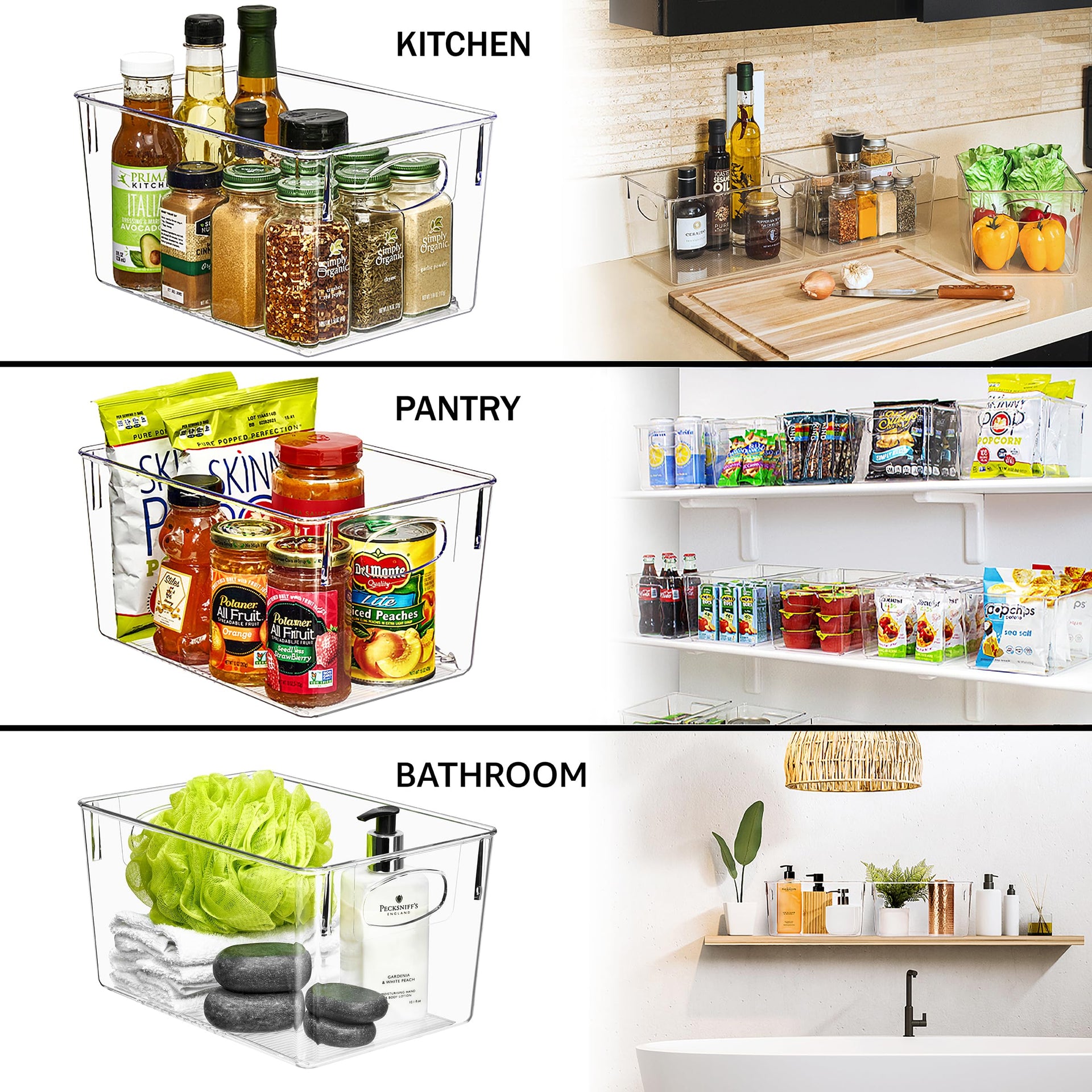 4 Pack Large Clear Plastic Storage Bins (4 Count)